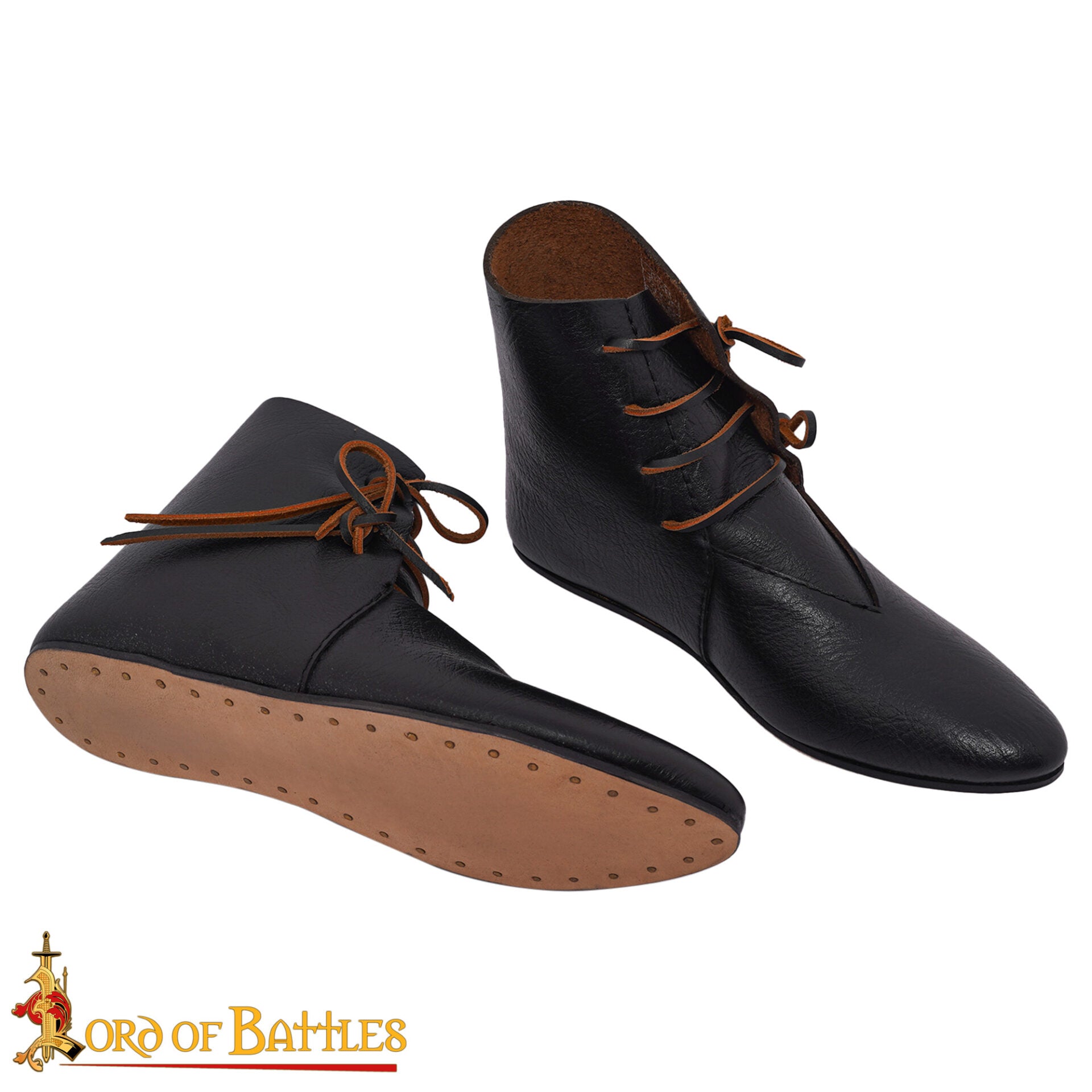 Zapatos medievales de cuero — tobilleros con cordón lateral - imagen 15