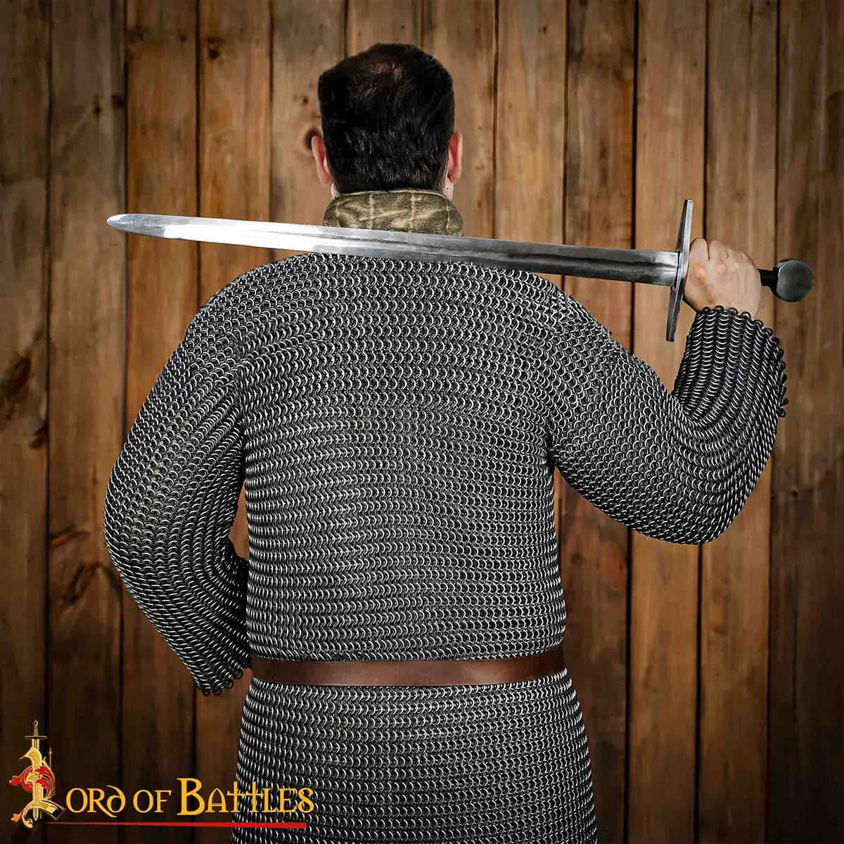 Hauberk / cota de malla en aluminio 10 mm con arandelas negras - imagen 2