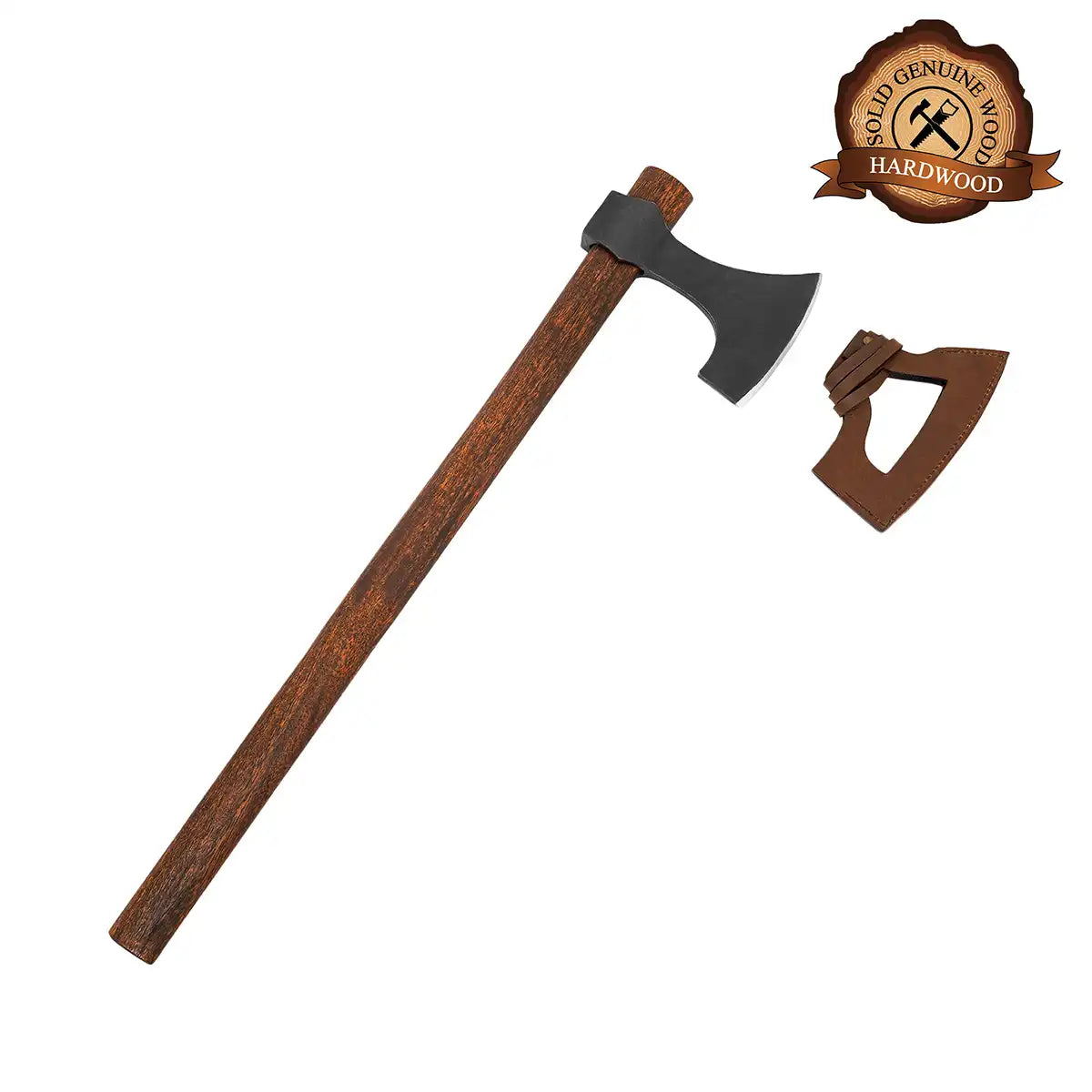 Hacha vikinga con barba forjada a mano y funda de cuero - Variante 1