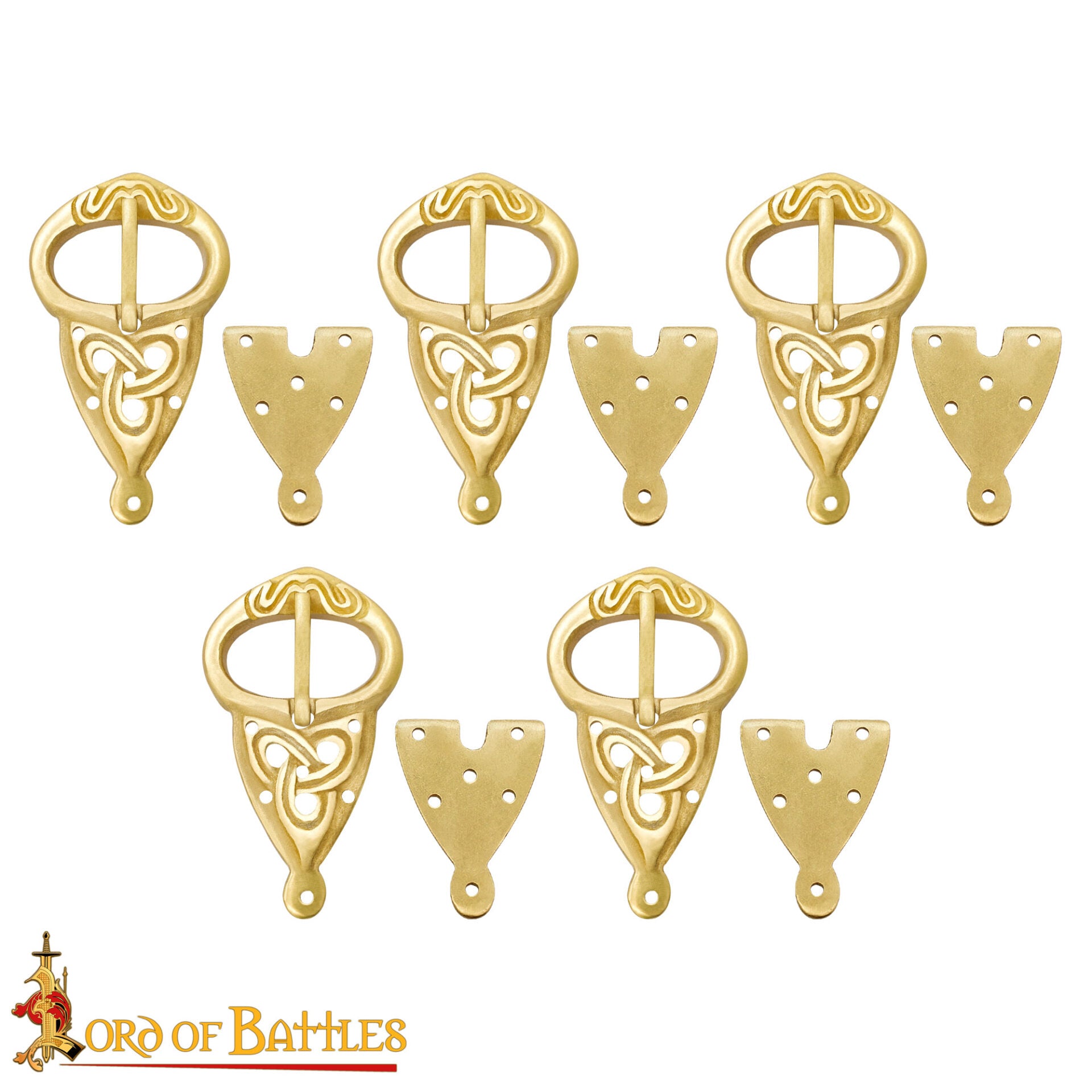 Imagen única de: Set de 5 hebillas vikingas con placa y nudos celtas, latón - imagen 6