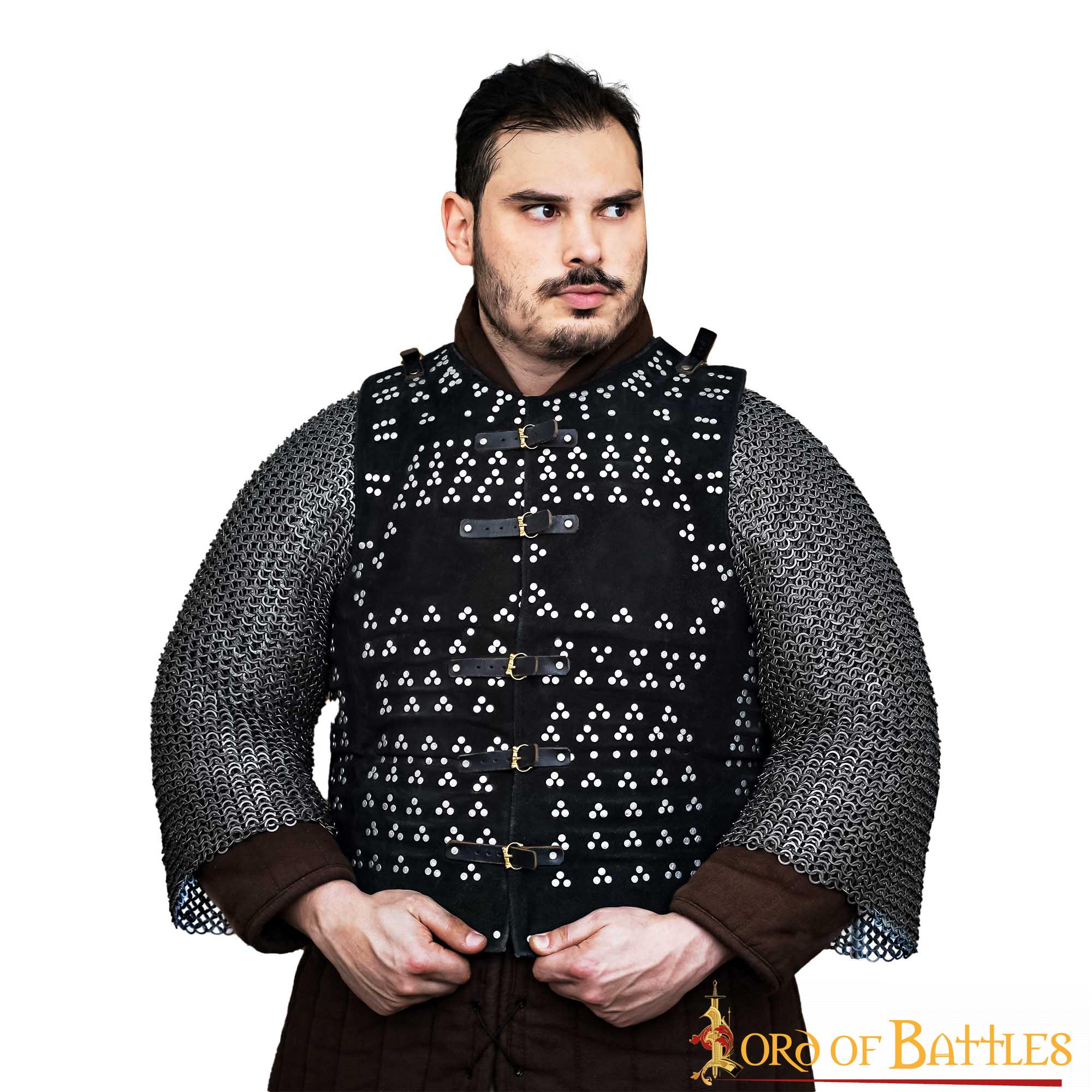 Imagen única de: Brigantina de cuero serraje con placas de acero — estilo s. XV (Leeds)