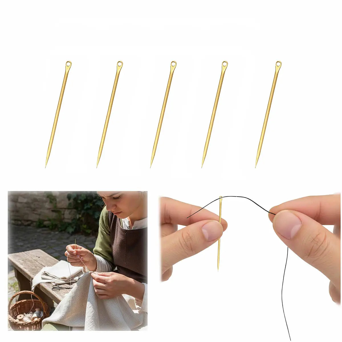 Juego de agujas medievales de latón - talla S - S