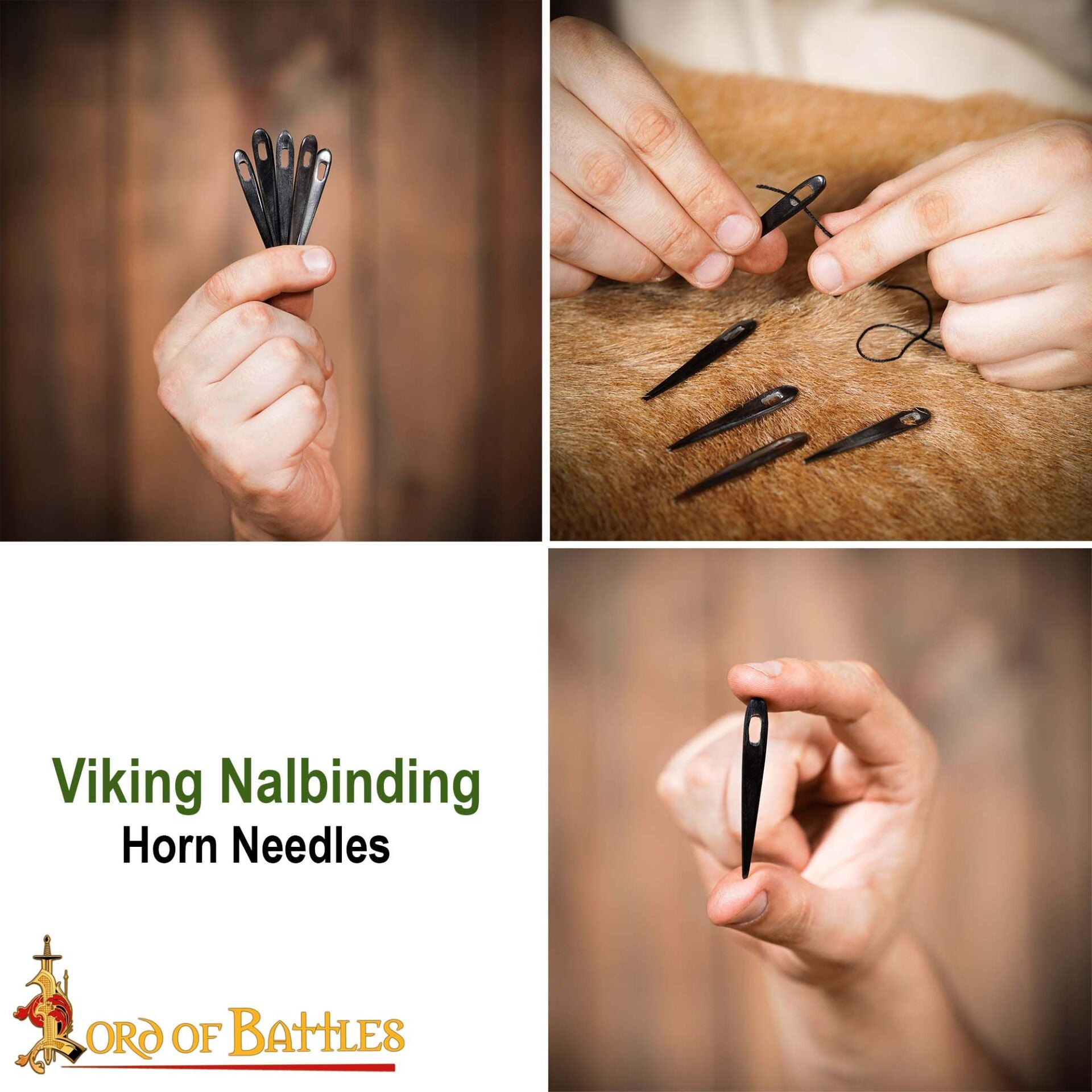 Imagen única de: Set de 5 agujas para nalbinding en cuerno de buey (vikingo) - imagen 9