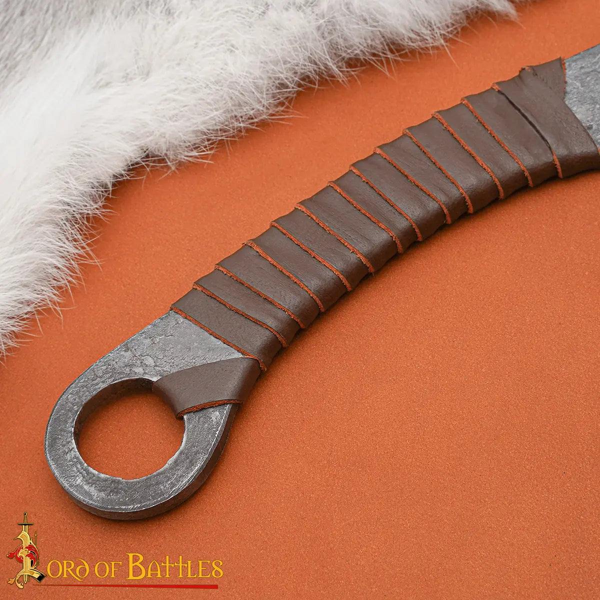 Cuchillo de cazador medieval forjado a mano con funda de cuero genuino