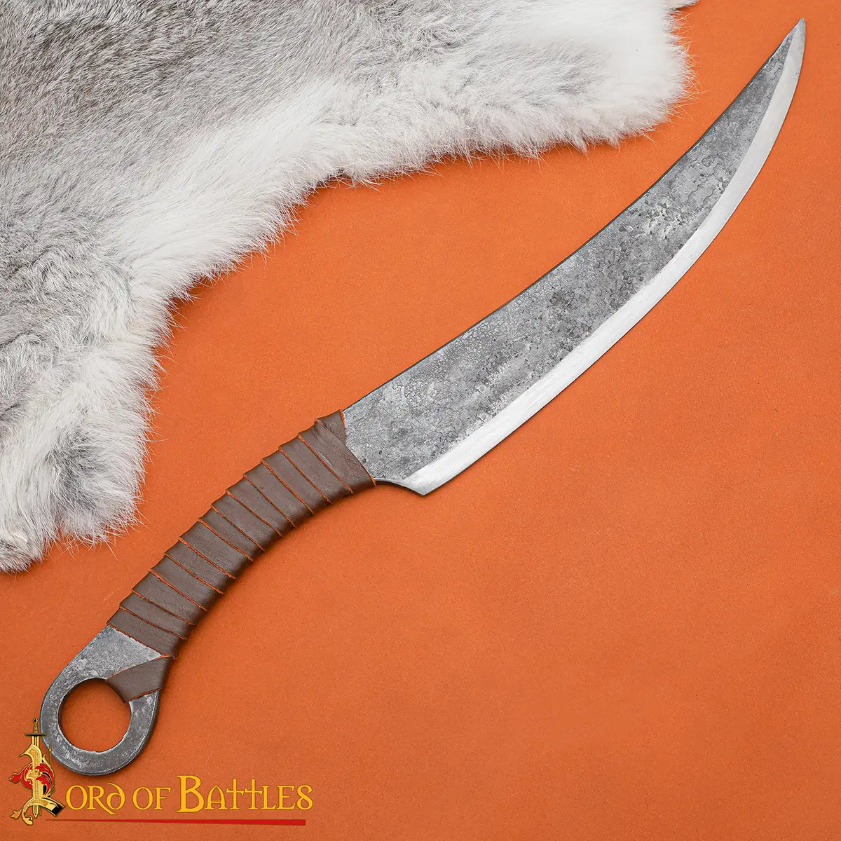 Cuchillo de cazador medieval forjado a mano con funda de cuero genuino