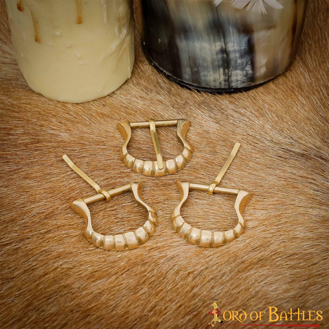Set de 3 hebillas medievales de latón macizo para cinturones 2 cm - imagen 9