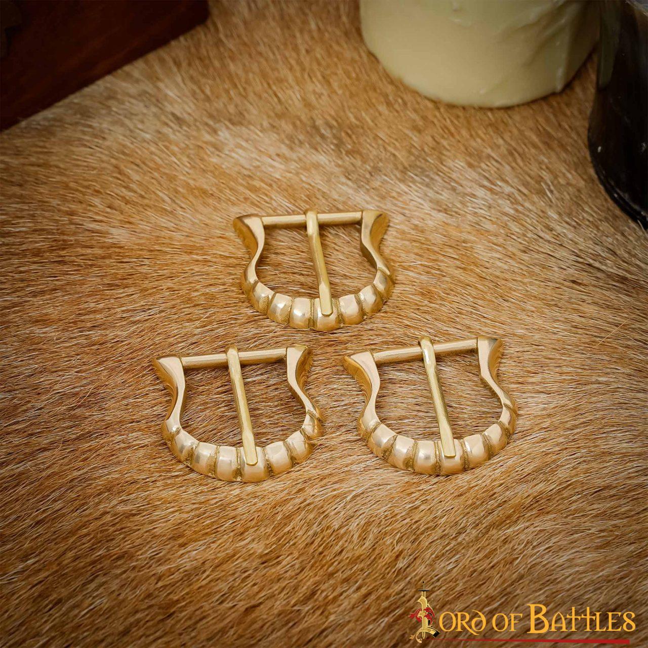 Set de 3 hebillas medievales de latón macizo para cinturones 2 cm - imagen 12