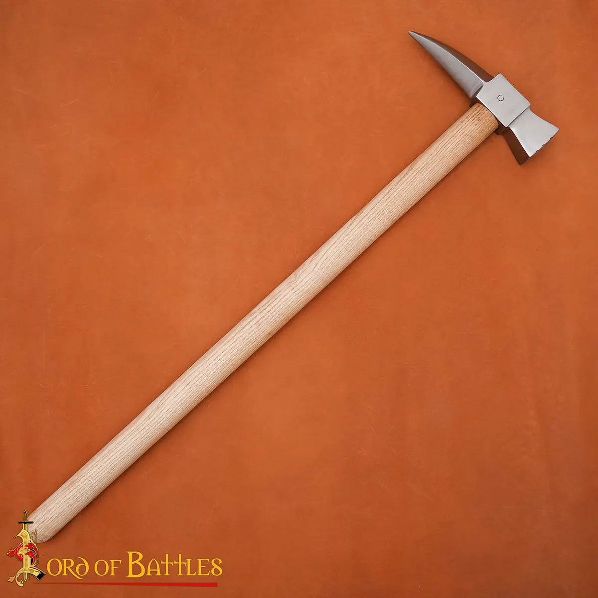 Martillo de guerra medieval con cabeza de acero al carbono y mango de fresno - imagen 2