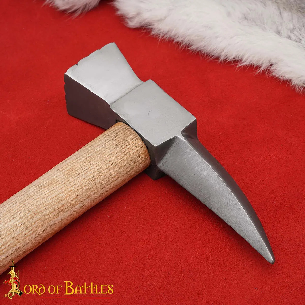 Martillo de guerra medieval con cabeza de acero al carbono y mango de fresno - imagen 6