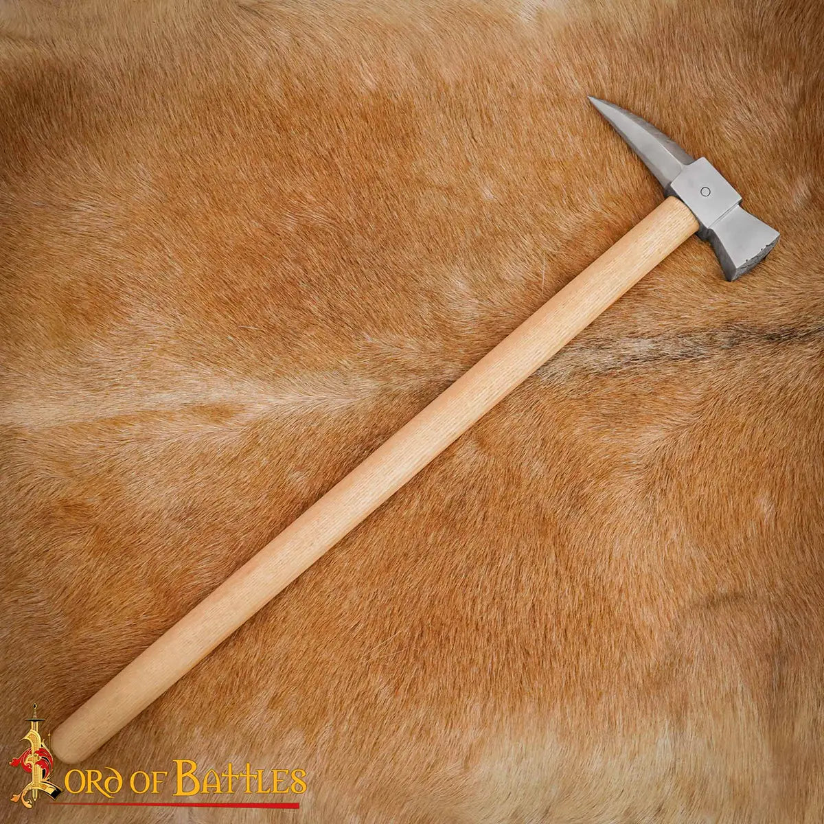 Martillo de guerra medieval con cabeza de acero al carbono y mango de fresno - imagen 16