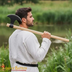 Hacha vikinga con cabeza forjada en acero al carbono