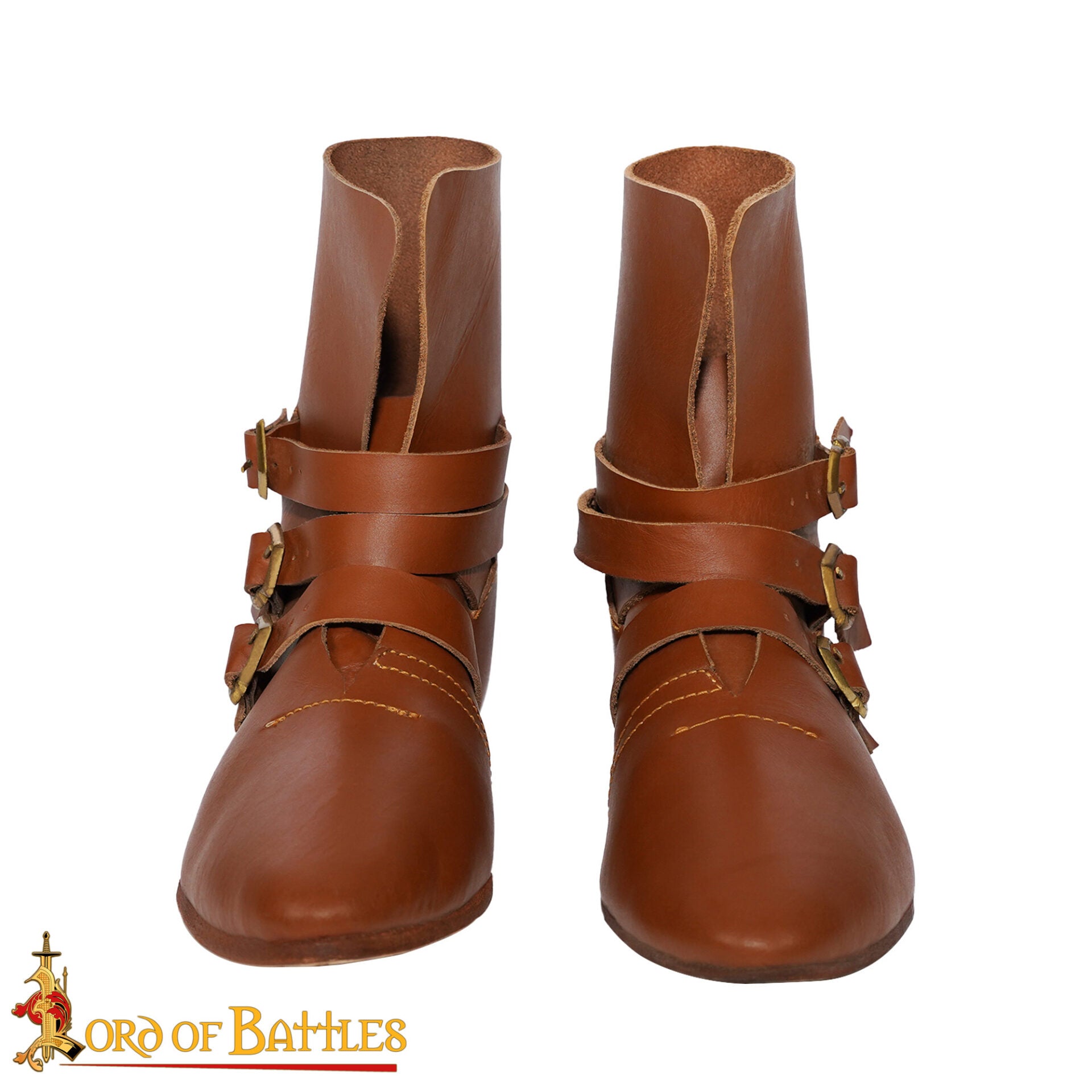 Botas de cuero siglo XV con triple hebilla de latón - imagen 14
