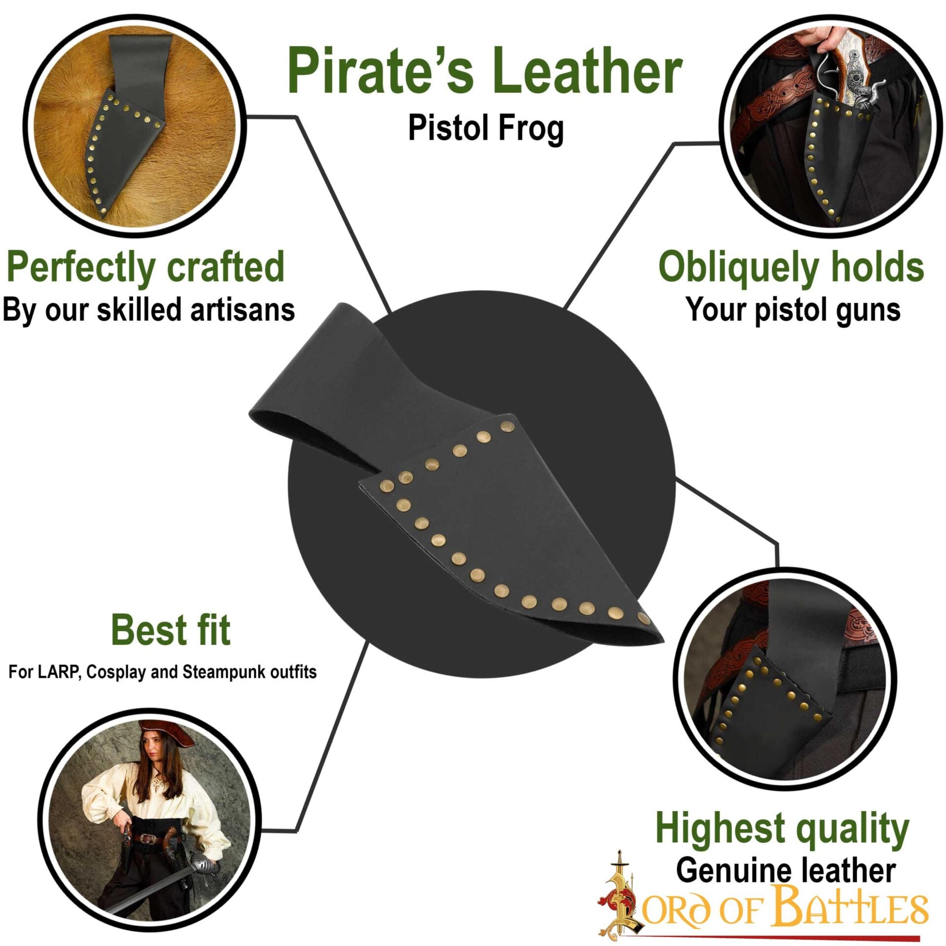 Imagen única de: Funda de pistola de cuero para cinturón – Pistolera pirata para cosplay