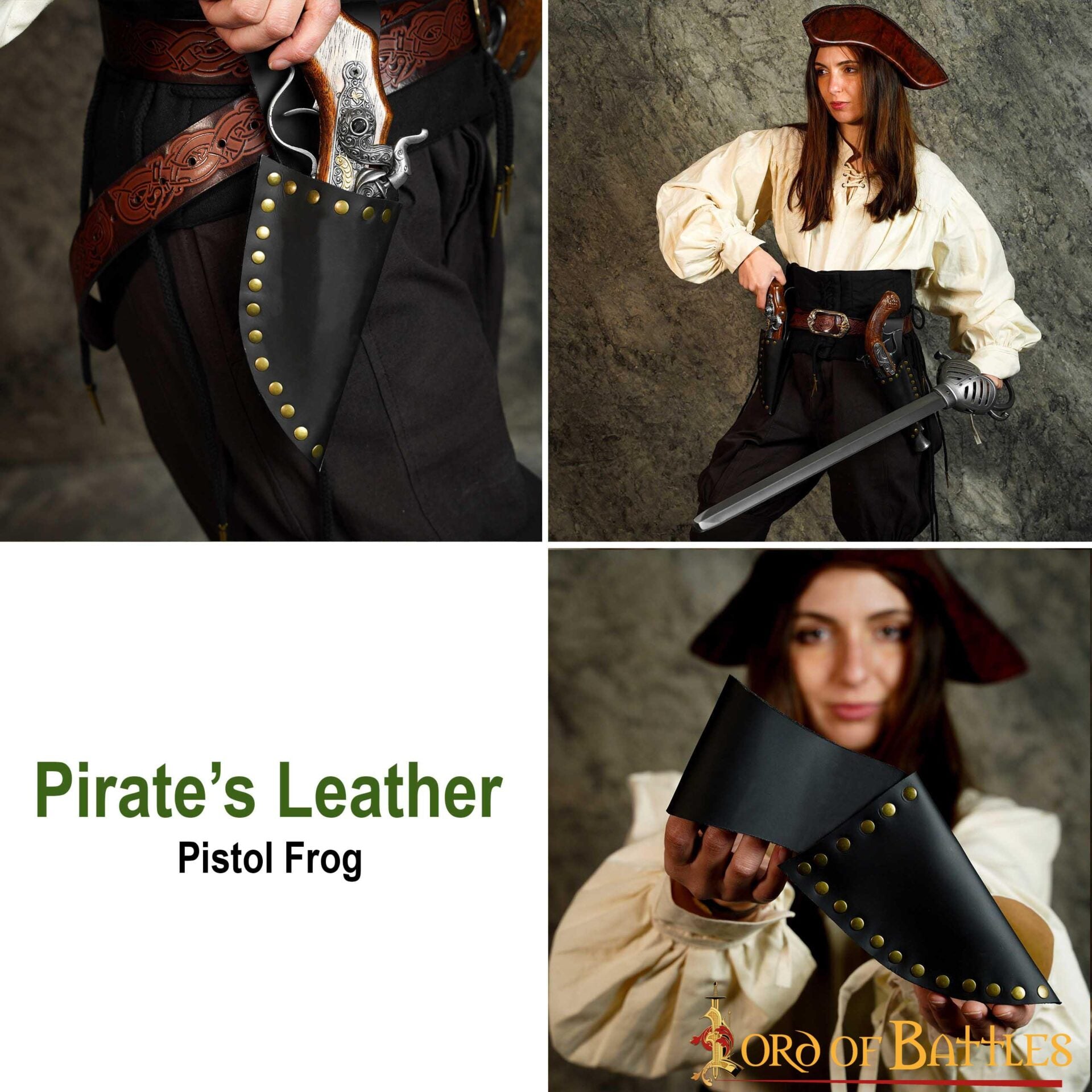 Imagen única de: Funda de pistola de cuero para cinturón – Pistolera pirata para cosplay