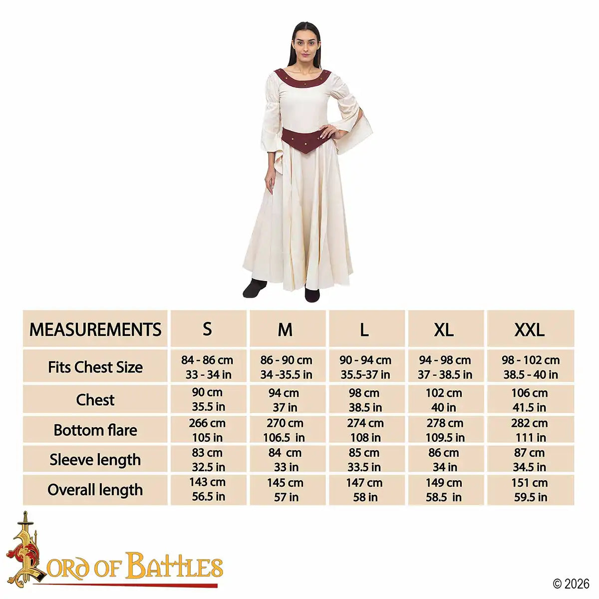 Vestido medieval campesina de algodón - crudo