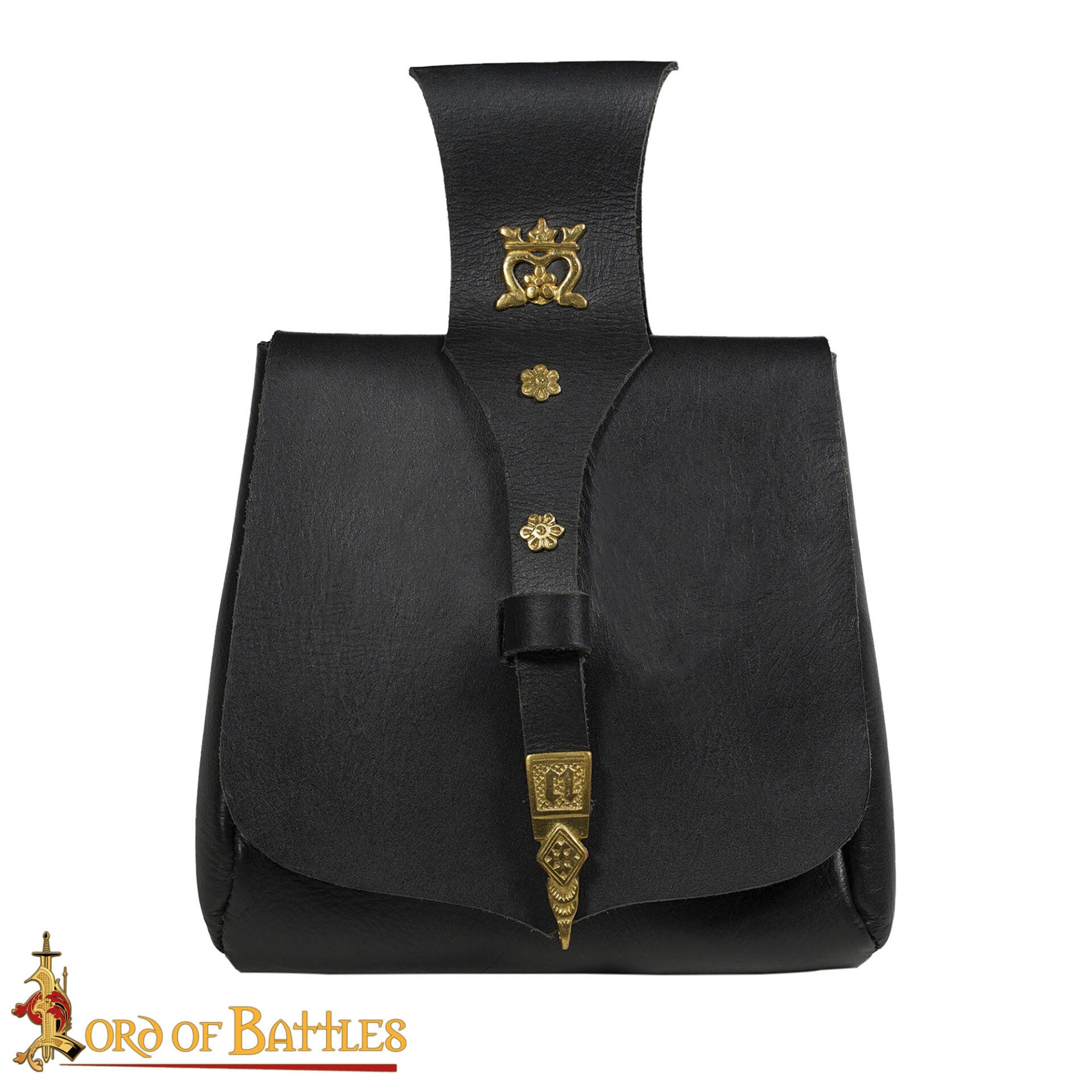 Bolsa de cinturón medieval King's Courtier de cuero con detalles de latón - imagen 8