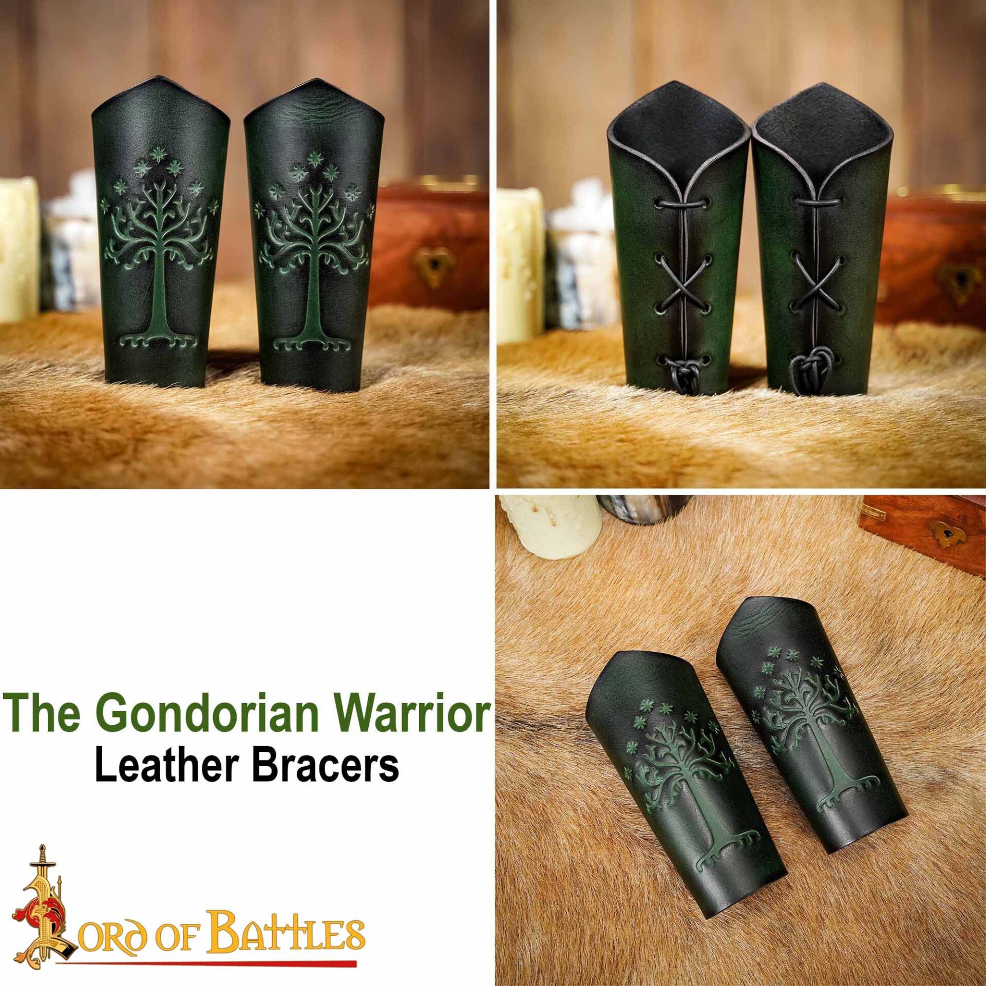 Brazales de cuero con motivo del Árbol de Gondor - imagen 15