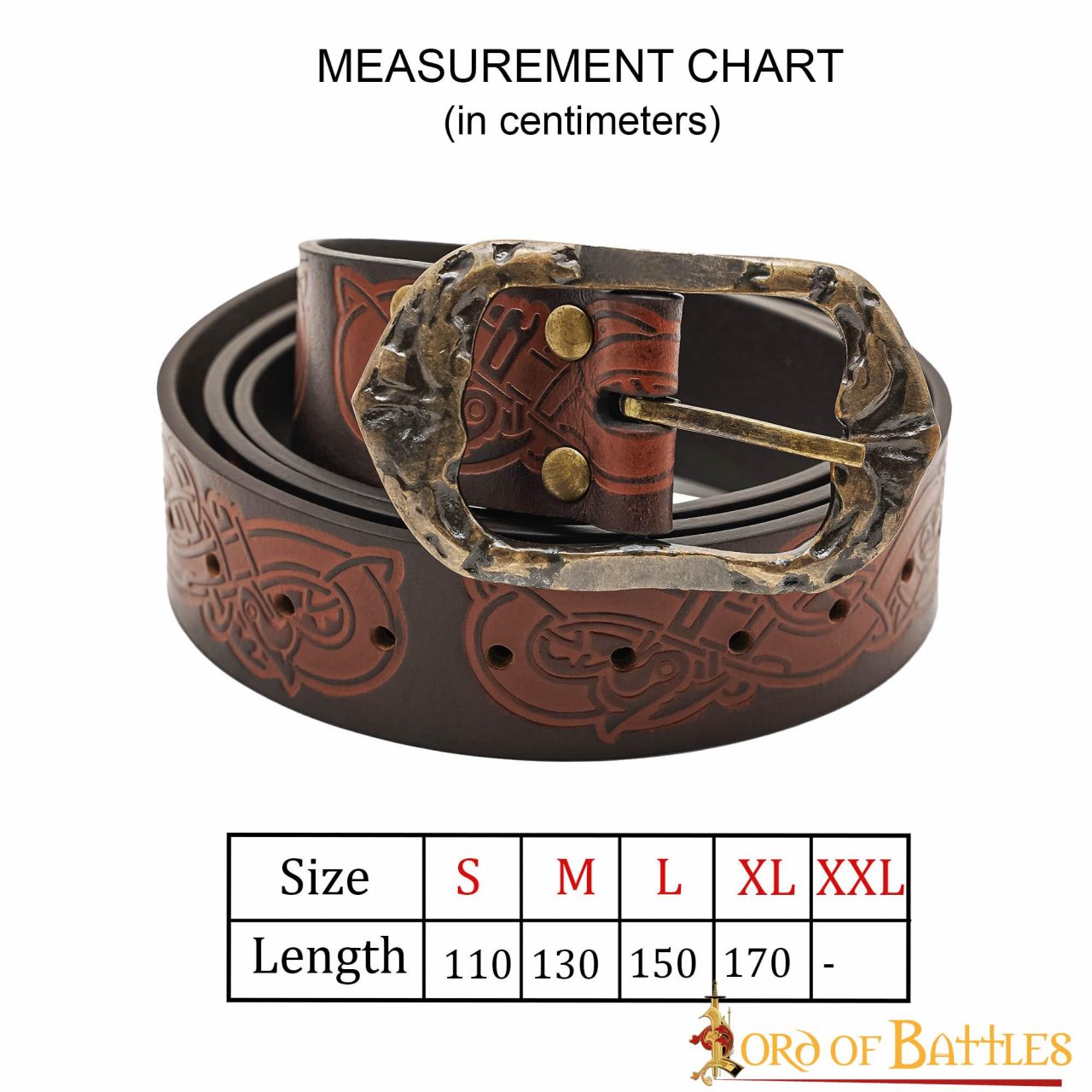 Cinturón vikingo medieval de cuero hecho a mano con hebilla de latón - imagen 11