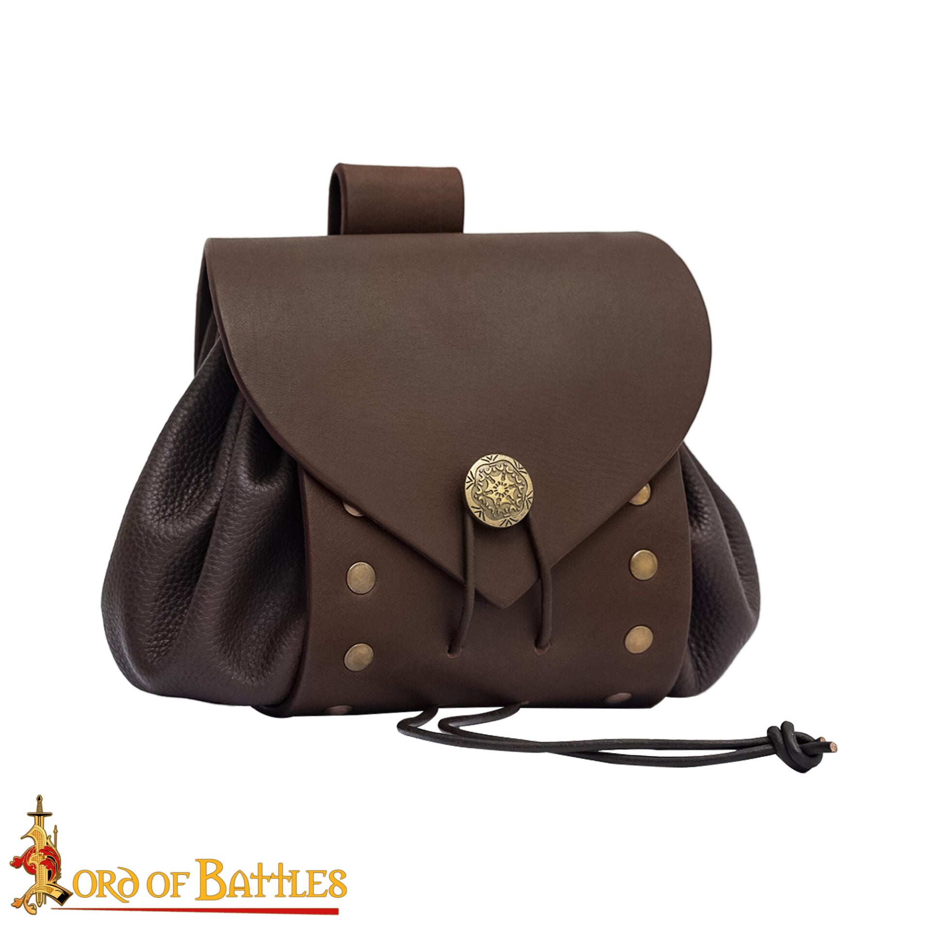 Bolsa de cinturón medieval en piel con botón de latón - imagen 15