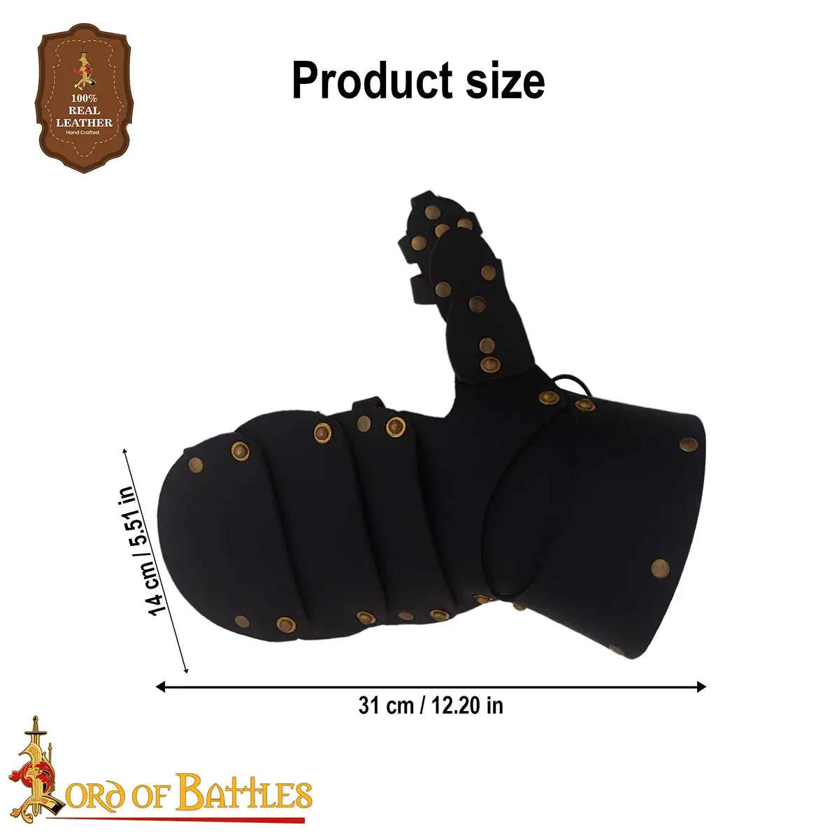 Guantes de cuero genuino remachados en latón, hechos a mano - imagen 3