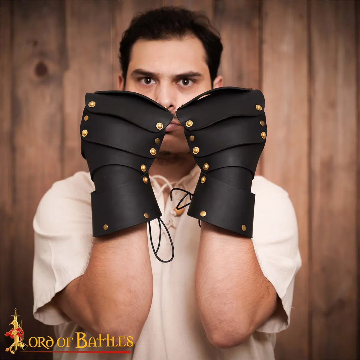 Guantes de cuero genuino remachados en latón, hechos a mano - imagen 6