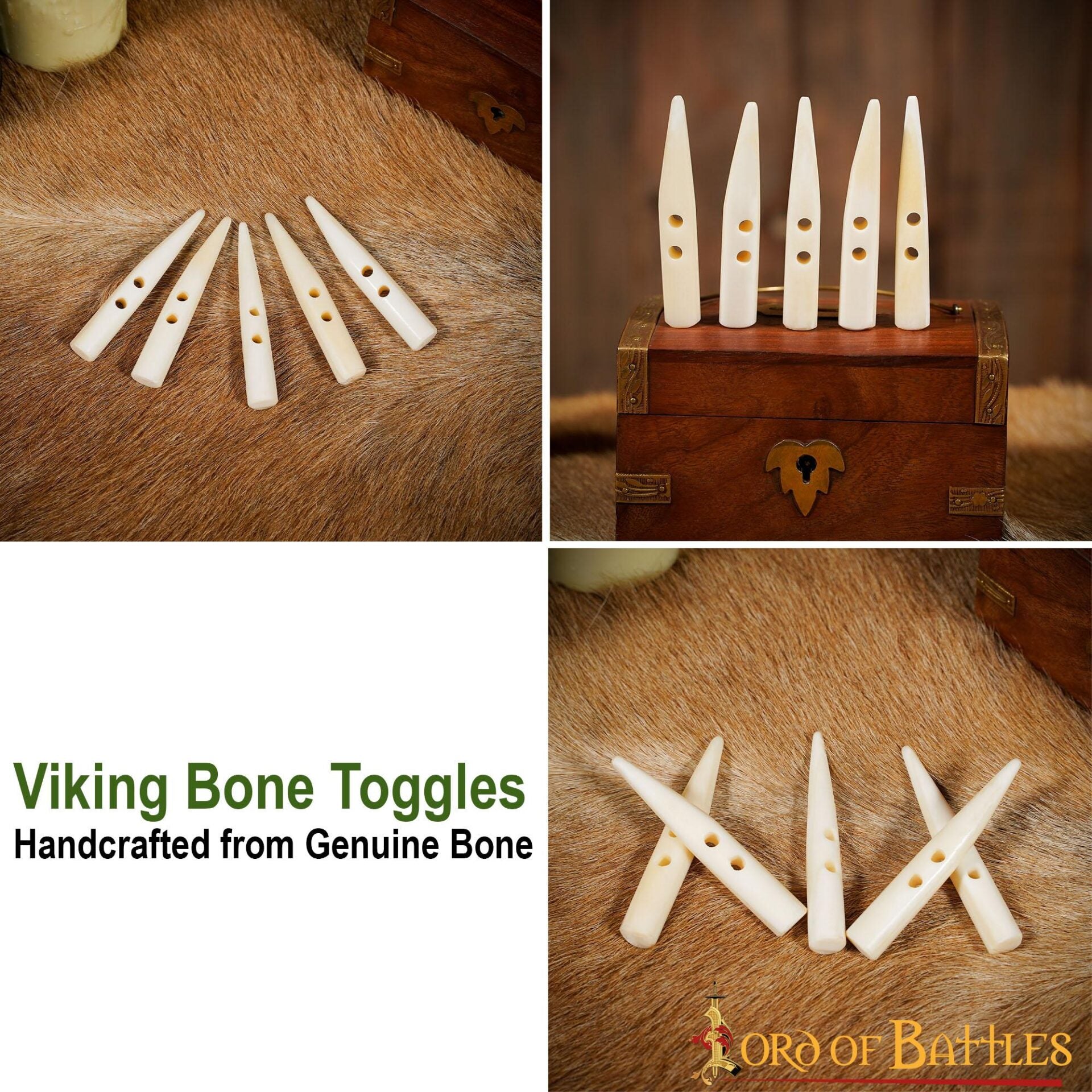 Imagen única de: Conjunto de 5 cierres vikingos de hueso genuino hechos a mano - imagen 5