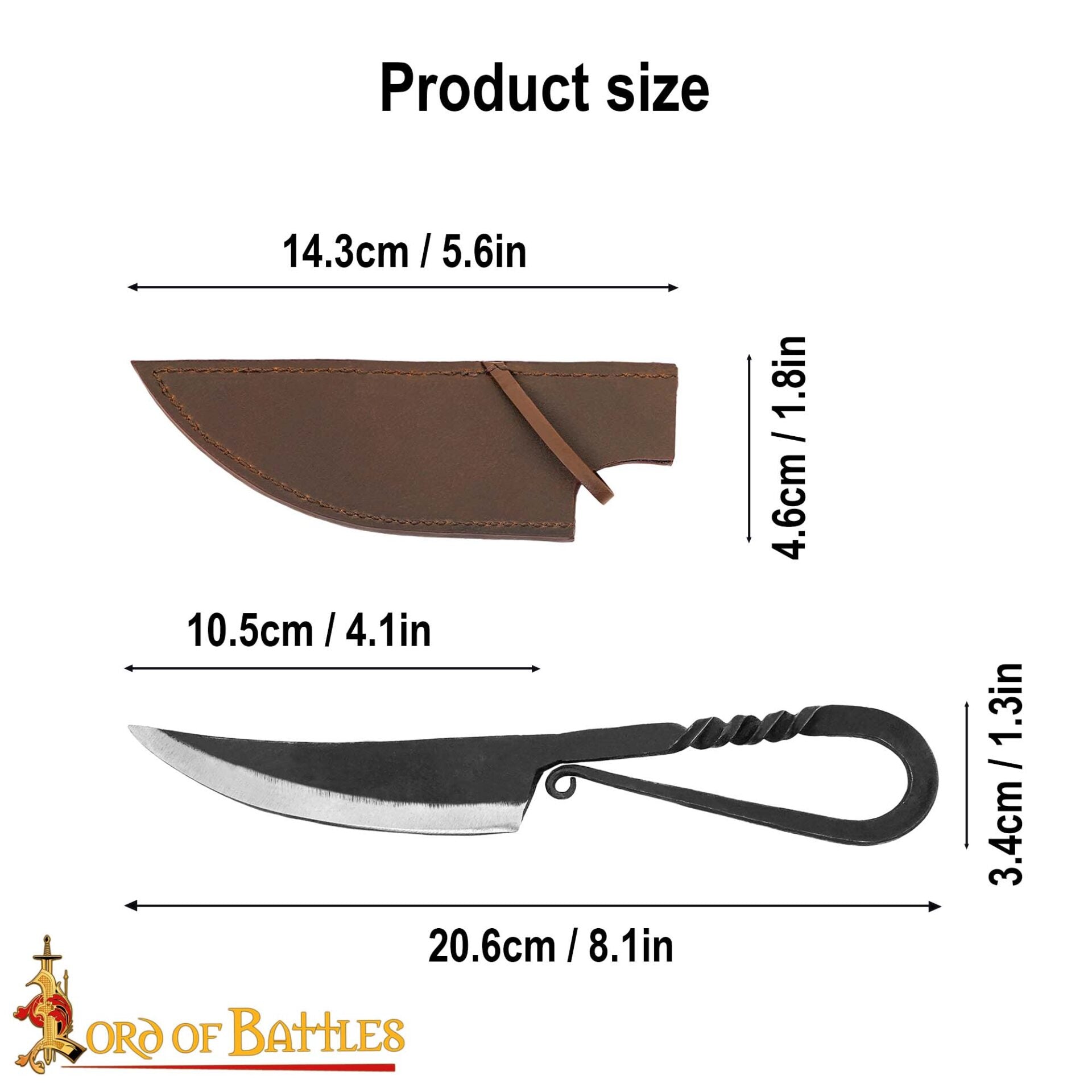 Imagen única de: Auténtico Cuchillo Vikingo de Hierro Forjado a Mano - Mango Retorcido con Vaina de Cuero Auténtico