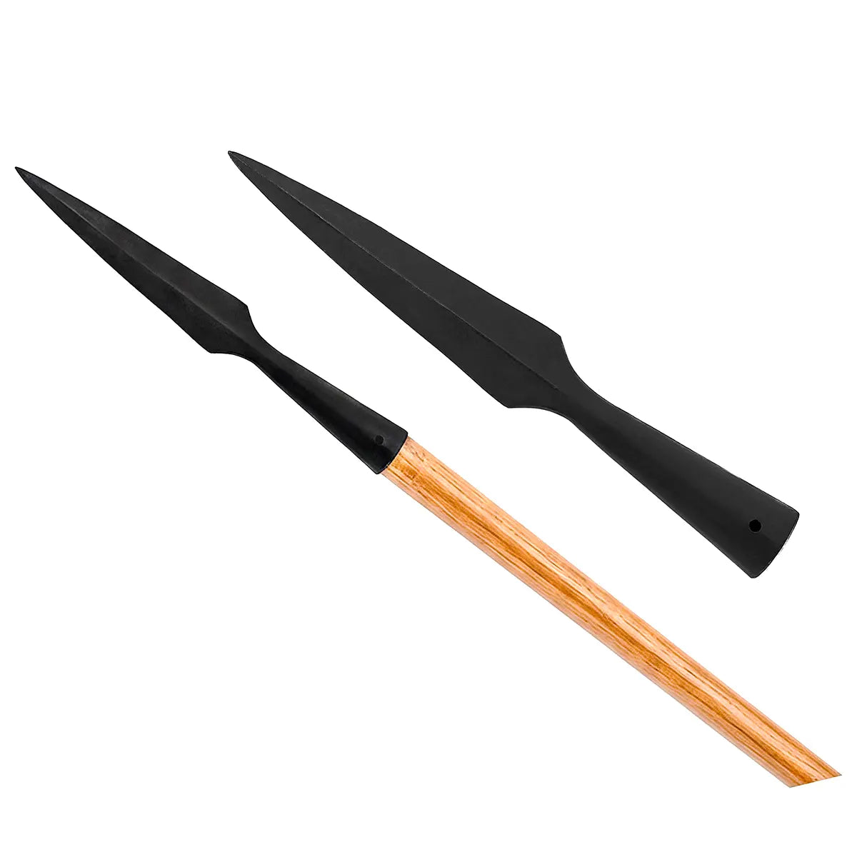 Punta de lanza medieval forjada a mano, acero al carbono calibre 14, forma de hoja - 11.5"