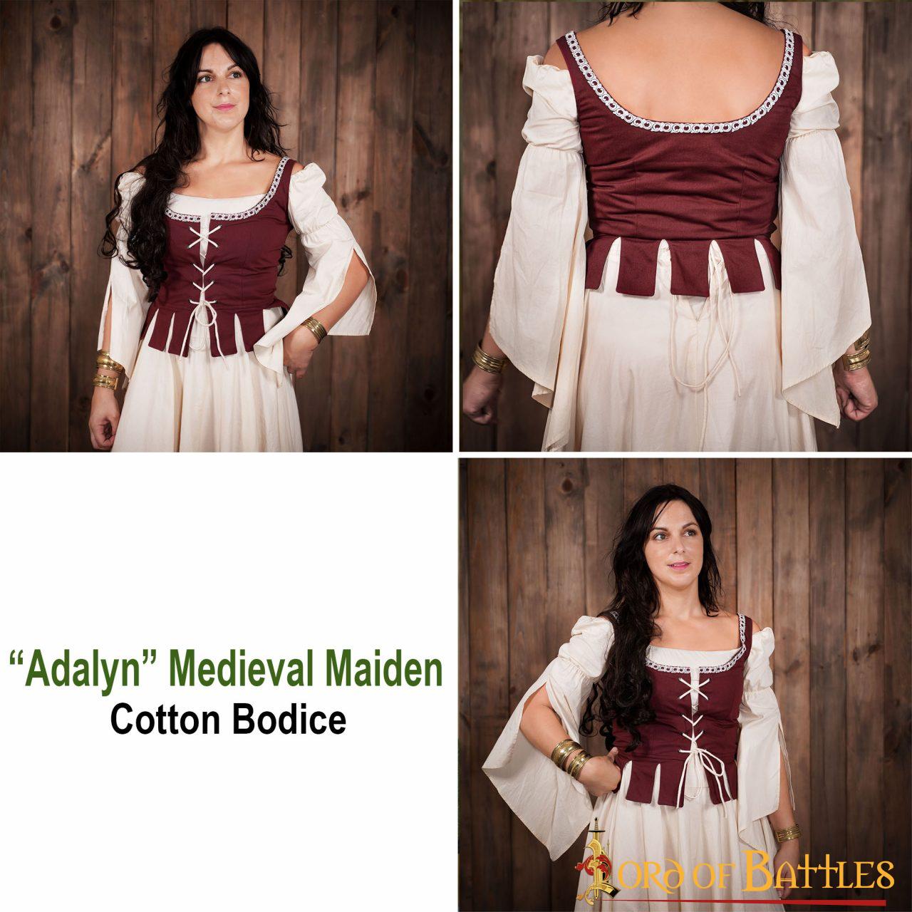 Corpiño medieval Adalyn de 100% algodón con cordones - imagen 10