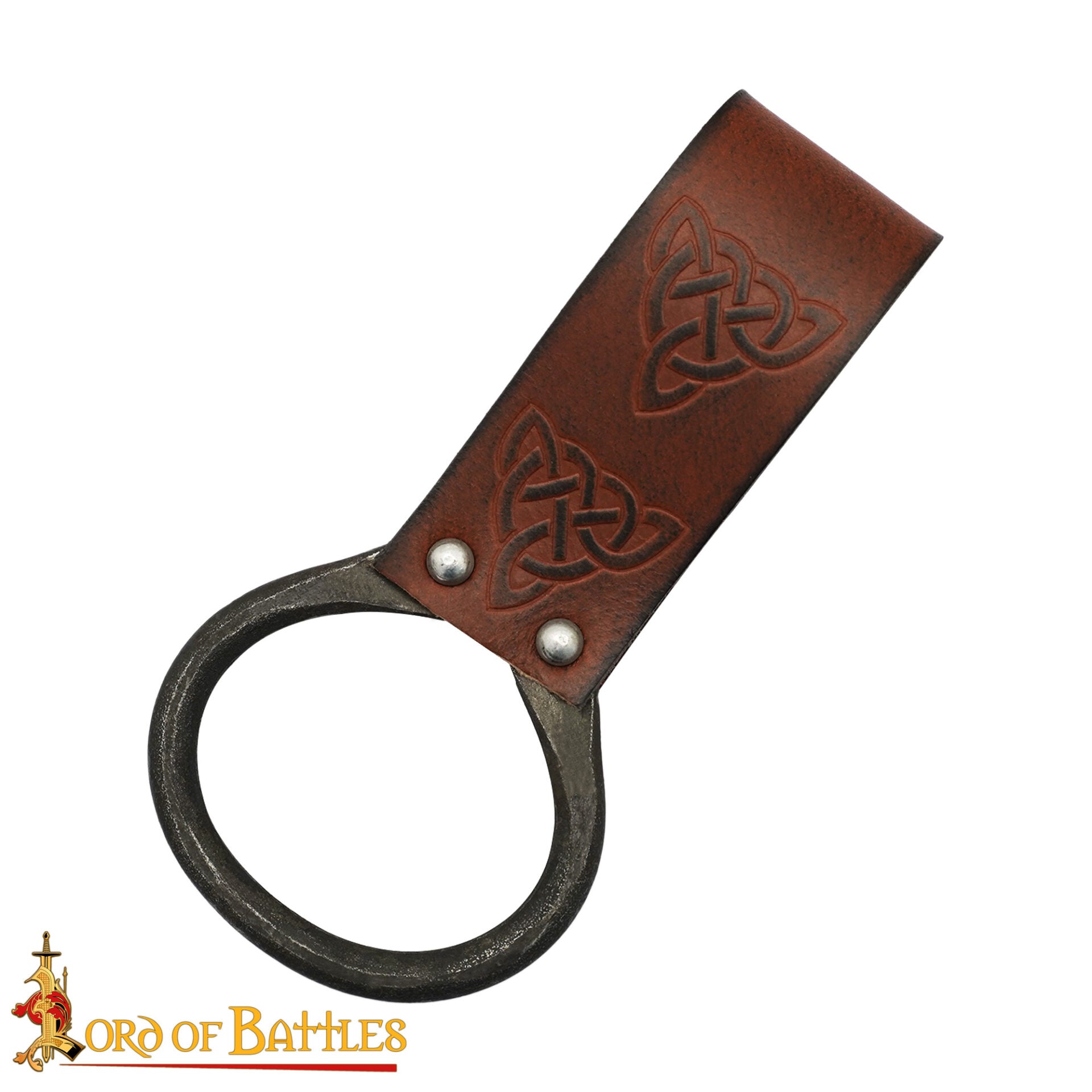 Porta-hacha vikingo de cuero con nudos celtas