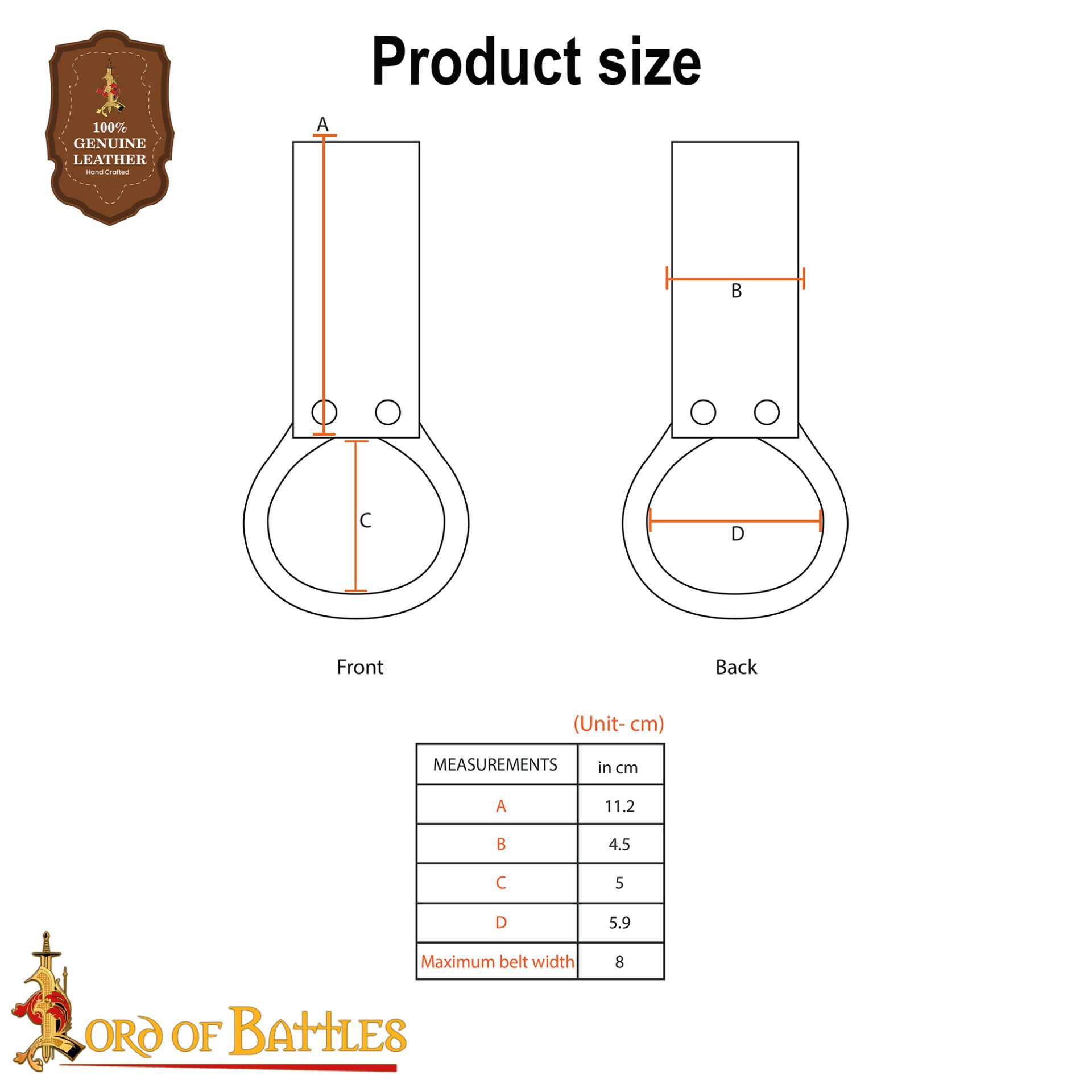 Porta-hacha vikingo de cuero con nudos celtas - imagen 3