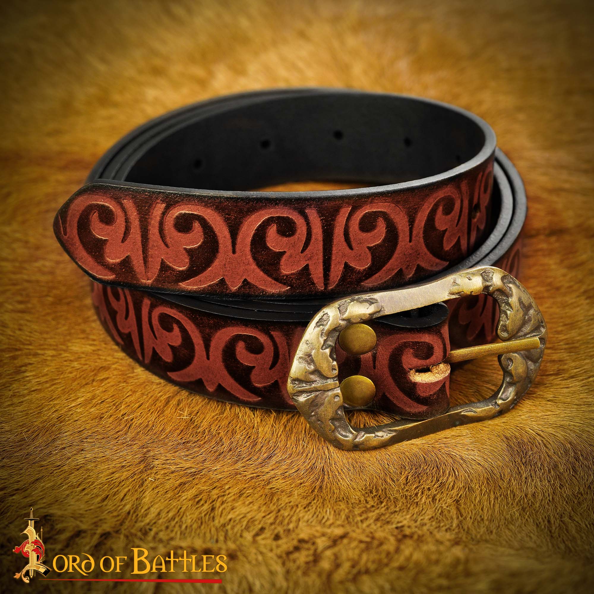 Cinturón medieval artesanal de piel genuina - imagen 8