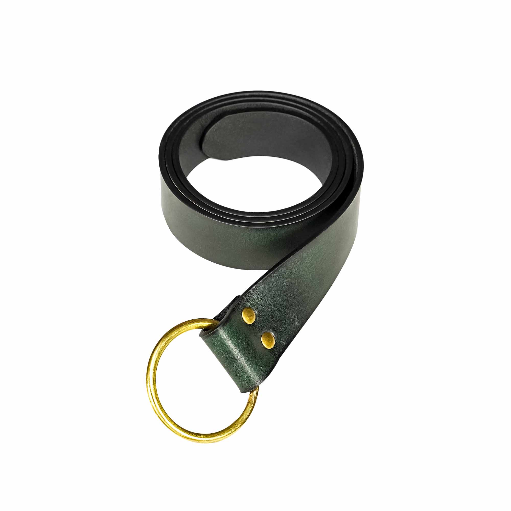 Imagen única de: Cinturón de piel artesanal con hebilla anillo de latón