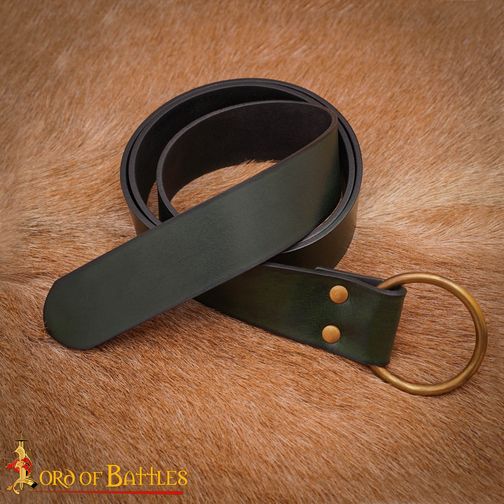 Imagen única de: Cinturón de piel artesanal con hebilla anillo de latón