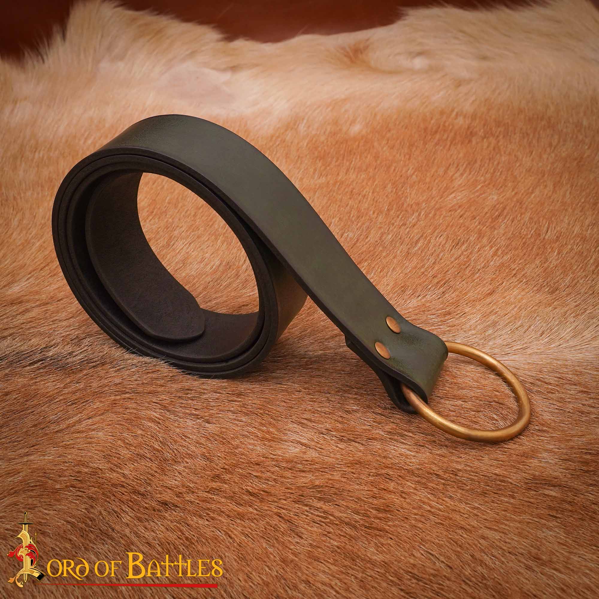 Imagen única de: Cinturón de piel artesanal con hebilla anillo de latón