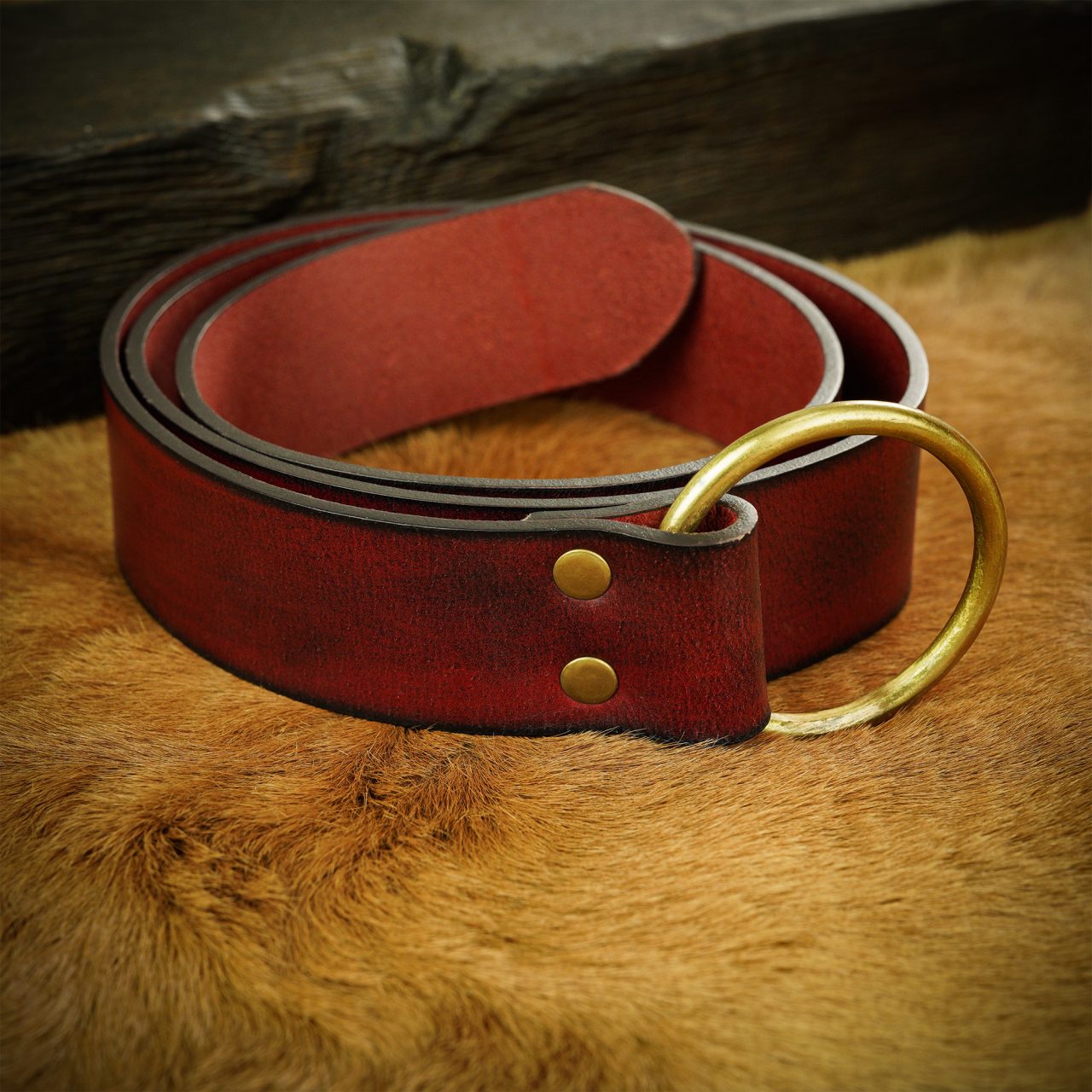 Imagen única de: Cinturón de piel artesanal con hebilla anillo de latón