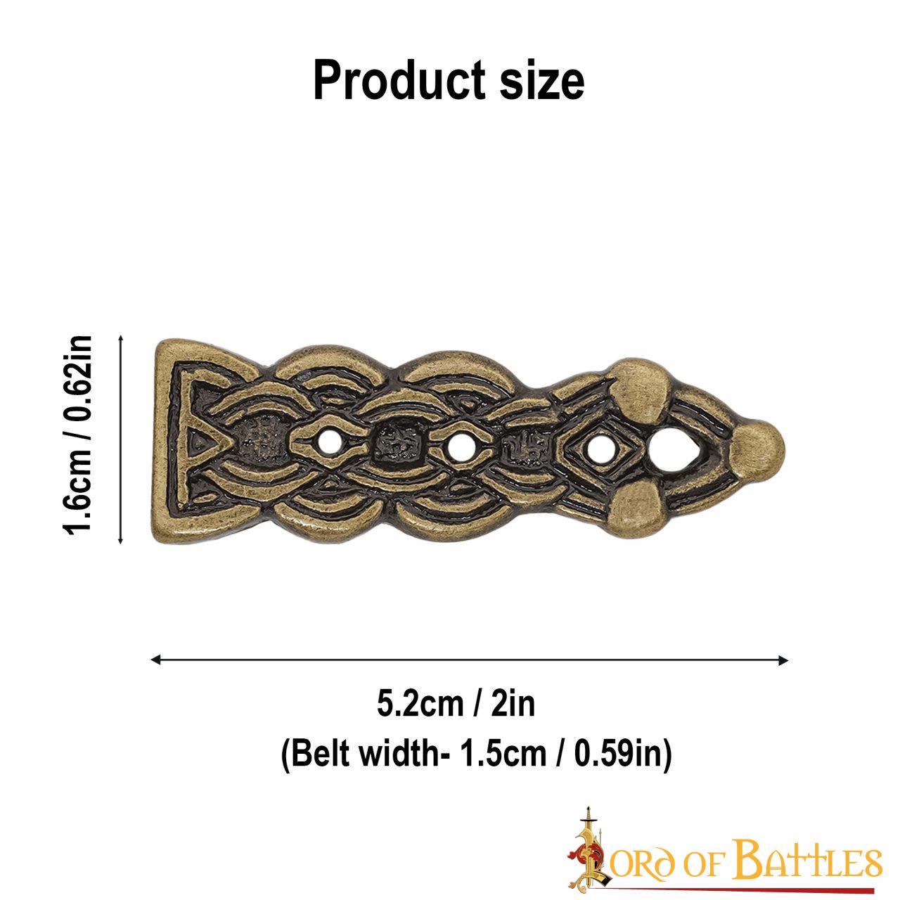 Latón Antiguo Pequeño Cinturón Celta / Chape Accesorio de Cuero - Imagen 3