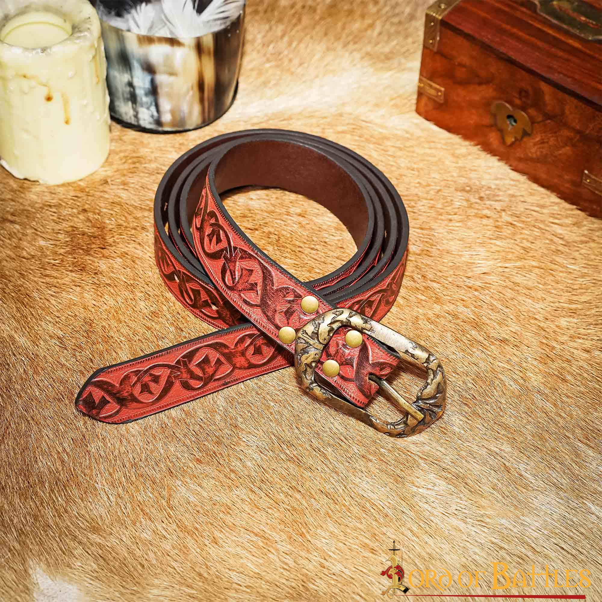 Cinturón de cuero genuino con motivos florales - imagen 7