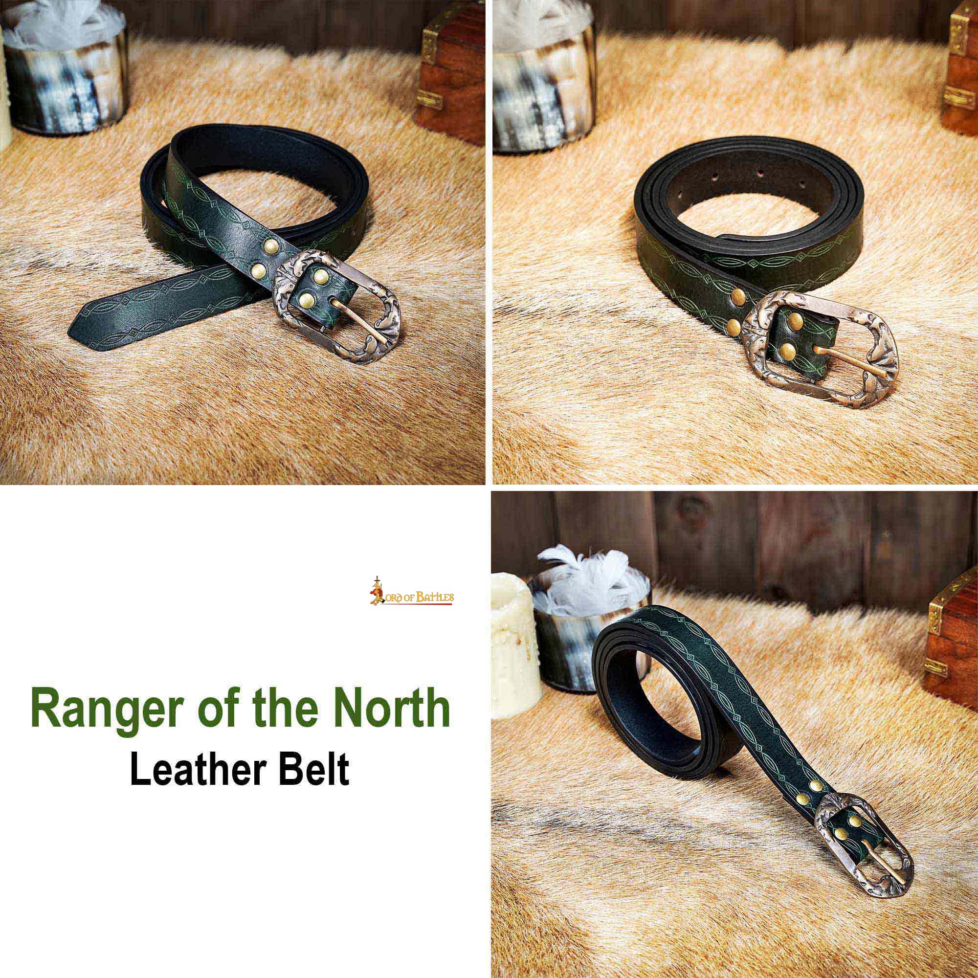 Cinturón de cuero genuino 'Ranger of the North' con repujado y hebilla de latón envejecido - imagen 14