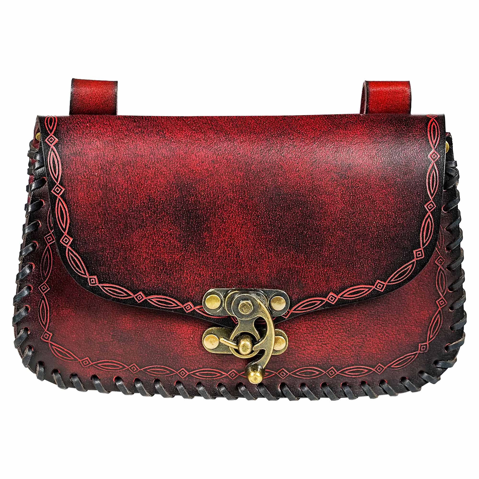Bolsa de cinturón medieval de cuero repujado — LARP y recreación - imagen 46