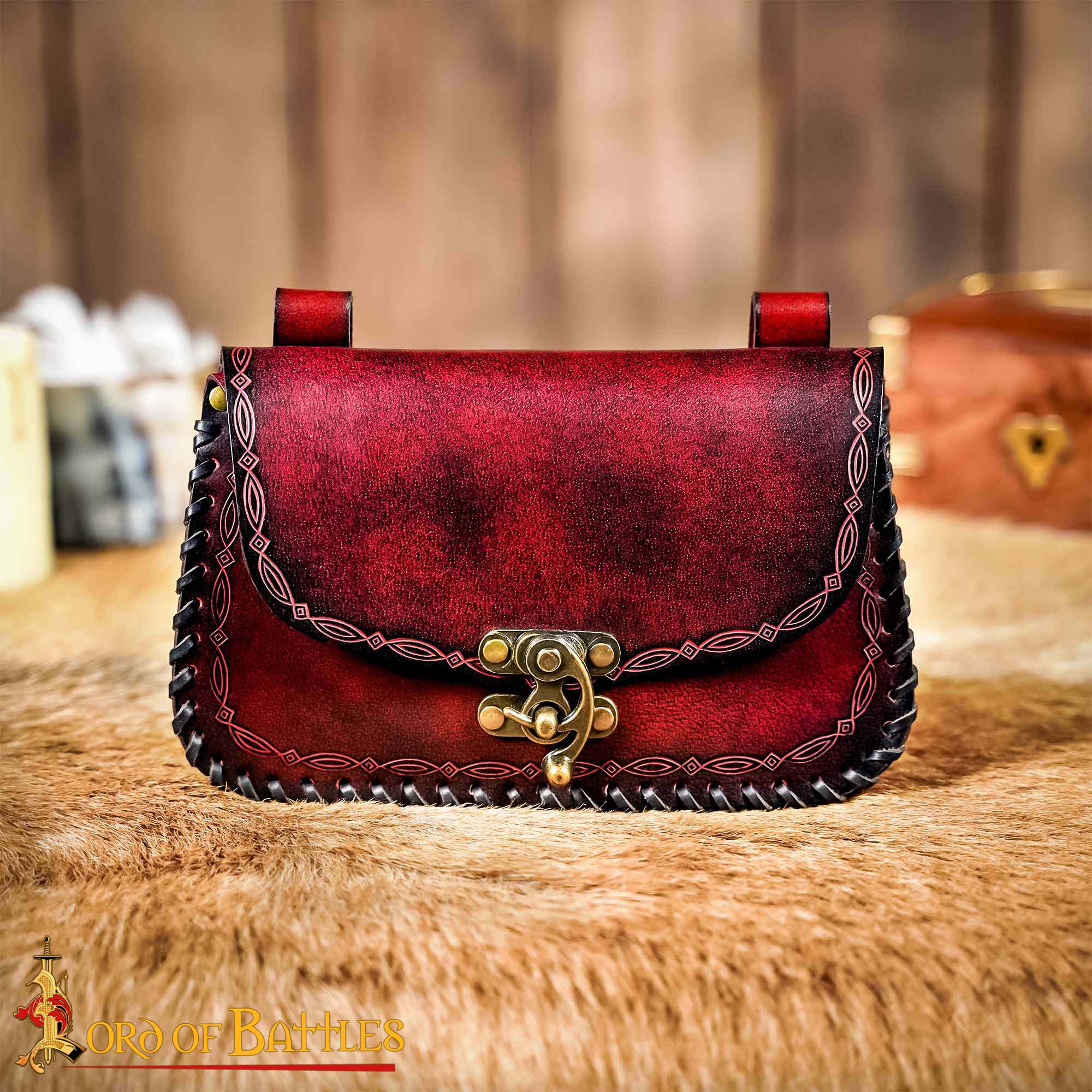 Bolsa de cinturón medieval de cuero repujado — LARP y recreación - imagen 26