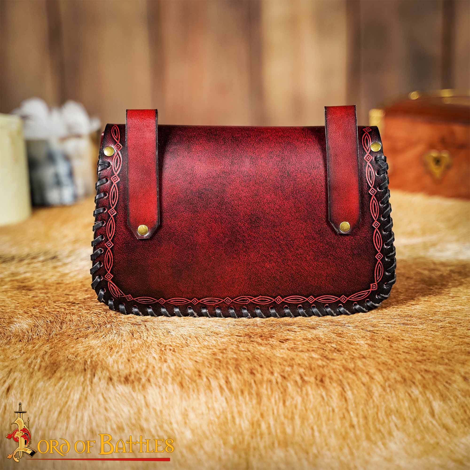 Bolsa de cinturón medieval de cuero repujado — LARP y recreación - imagen 27