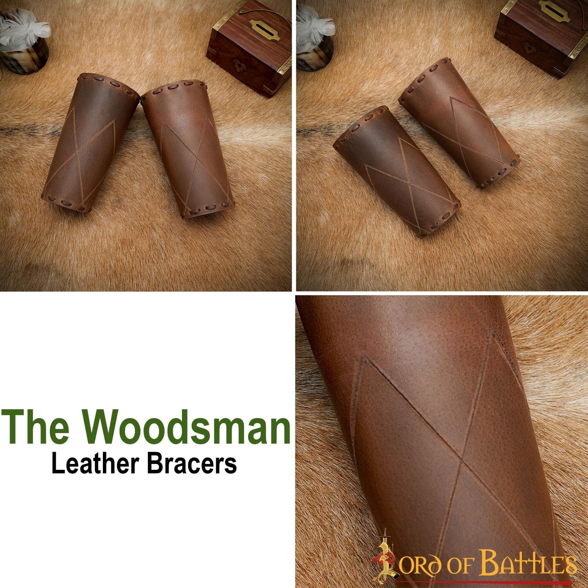 Imagen única de: Brazaletes de cuero Woodsman para LARP, cosplay y recreación - imagen 4