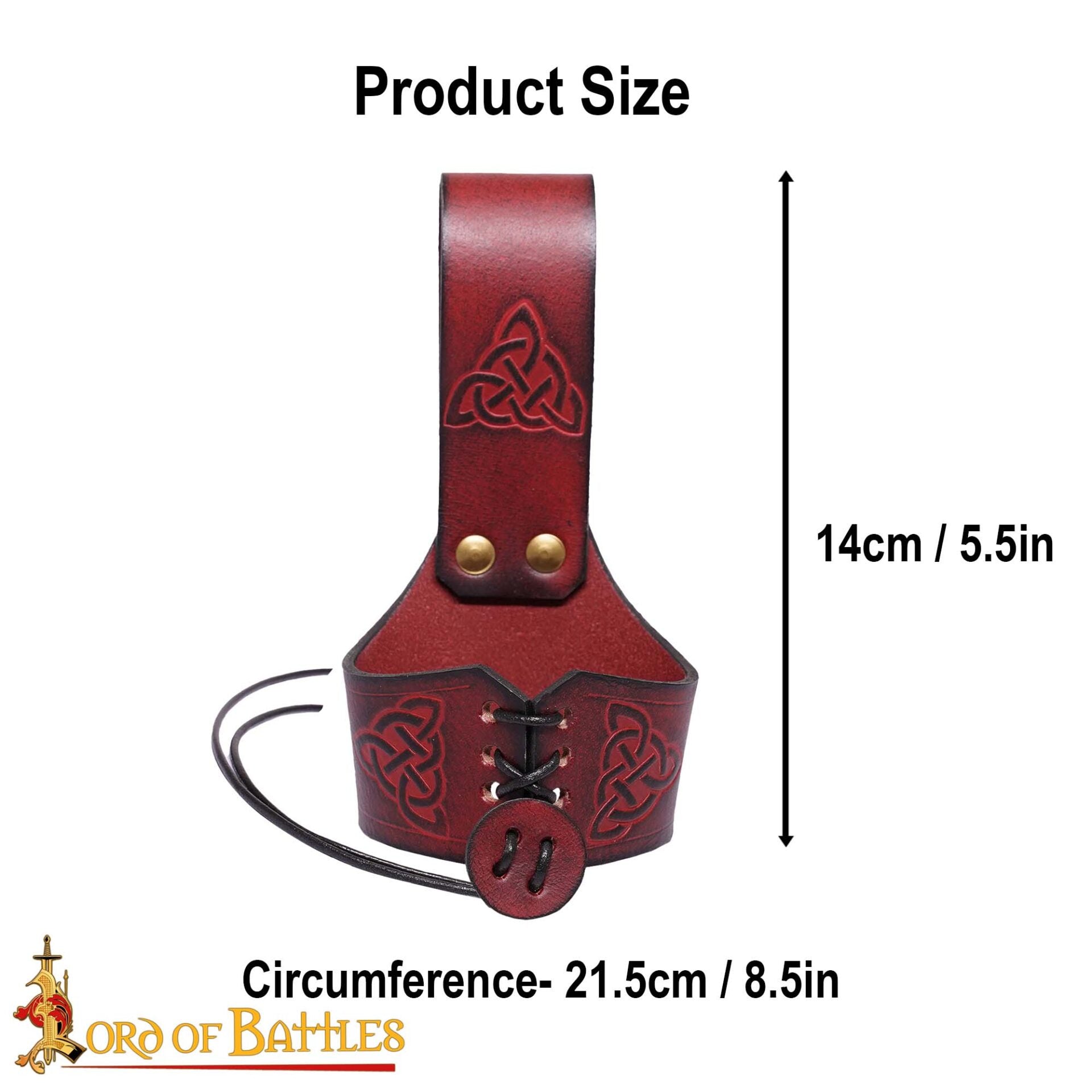 Funda para cuerno de cuero con nudo celta y remaches de latón (S, L) - imagen 20