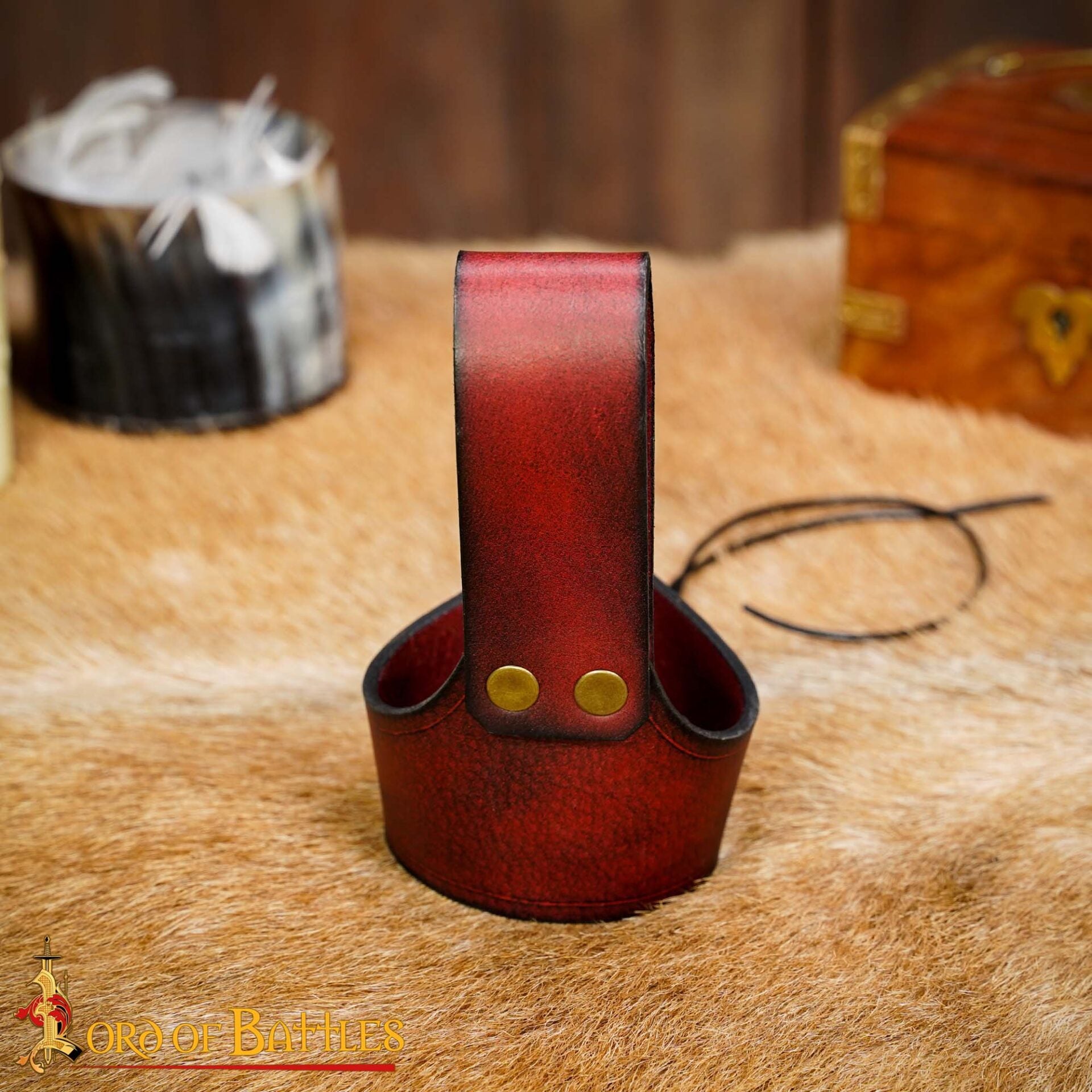 Funda para cuerno de cuero con nudo celta y remaches de latón (S, L) - imagen 22