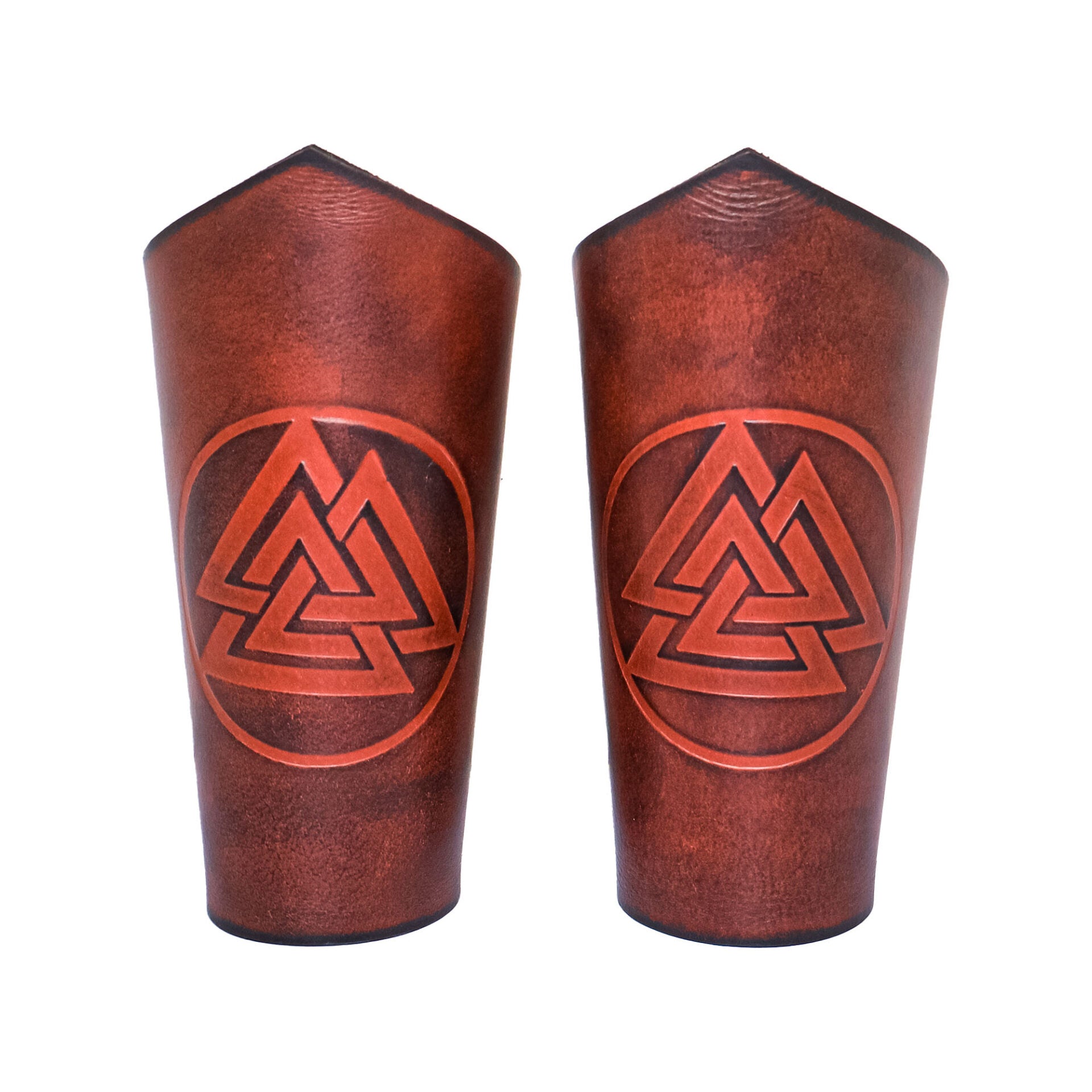 Brazales de cuero con símbolo Valknut - Guerreros
