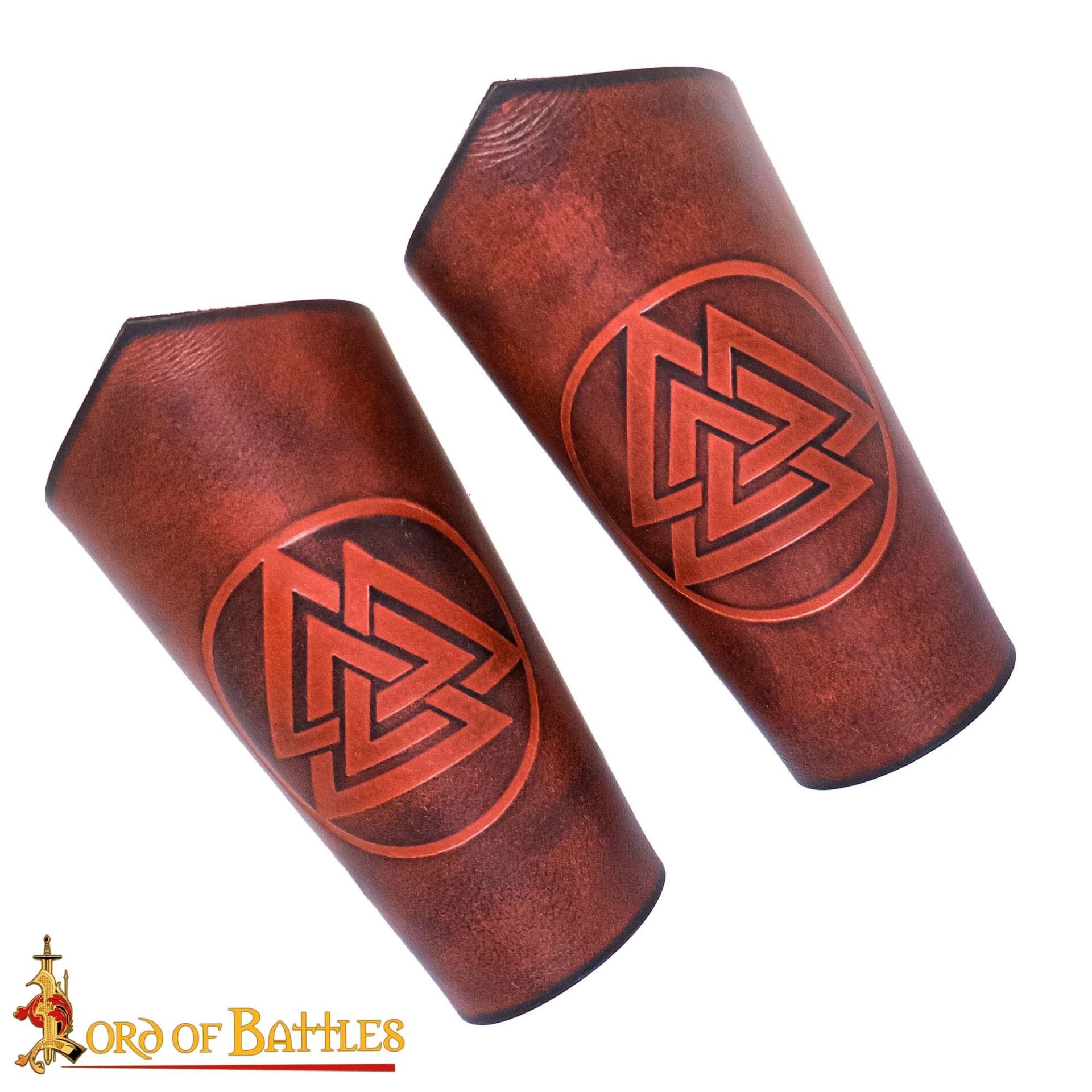Brazales de cuero con símbolo Valknut - Guerreros - imagen 4