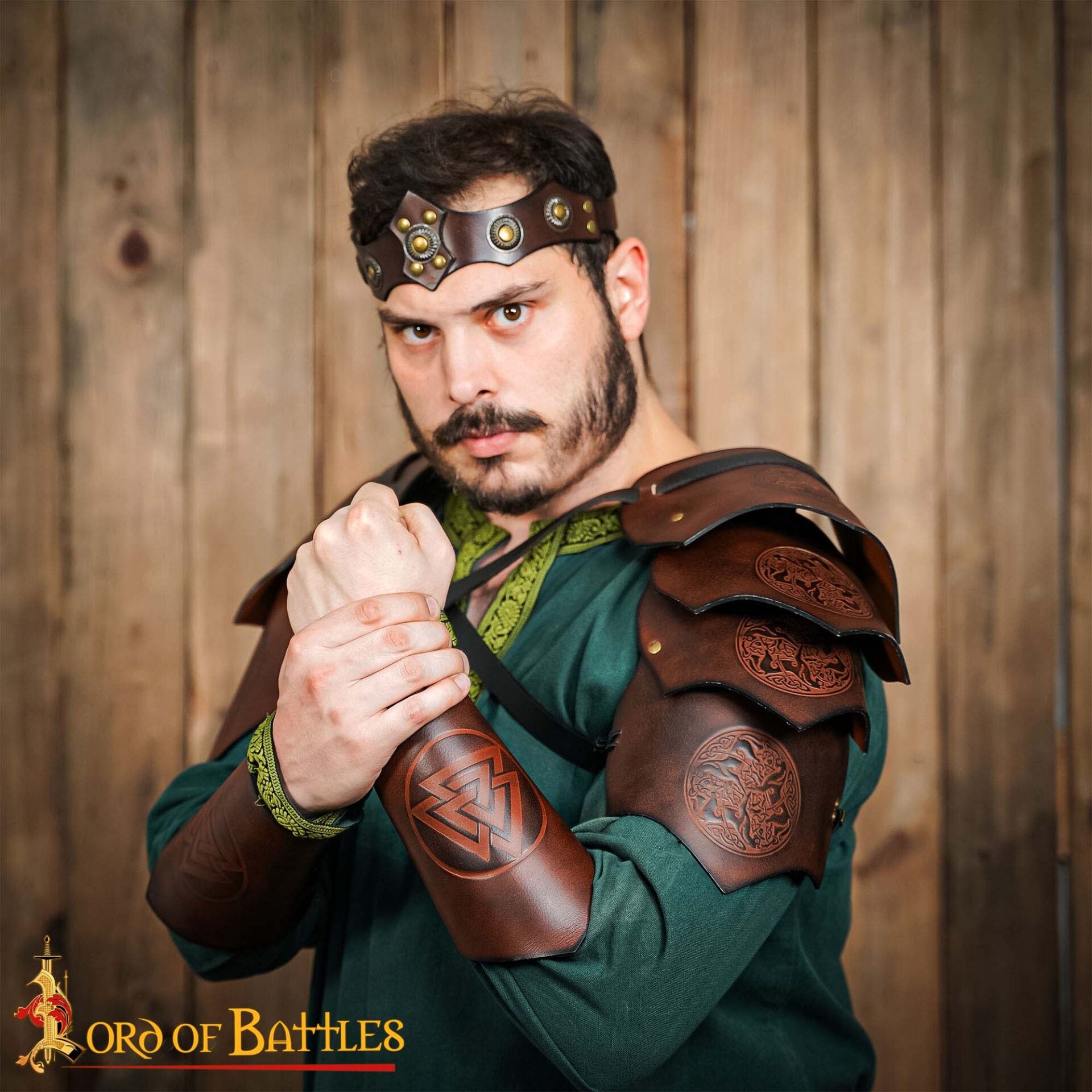Brazales de cuero con símbolo Valknut - Guerreros - imagen 6