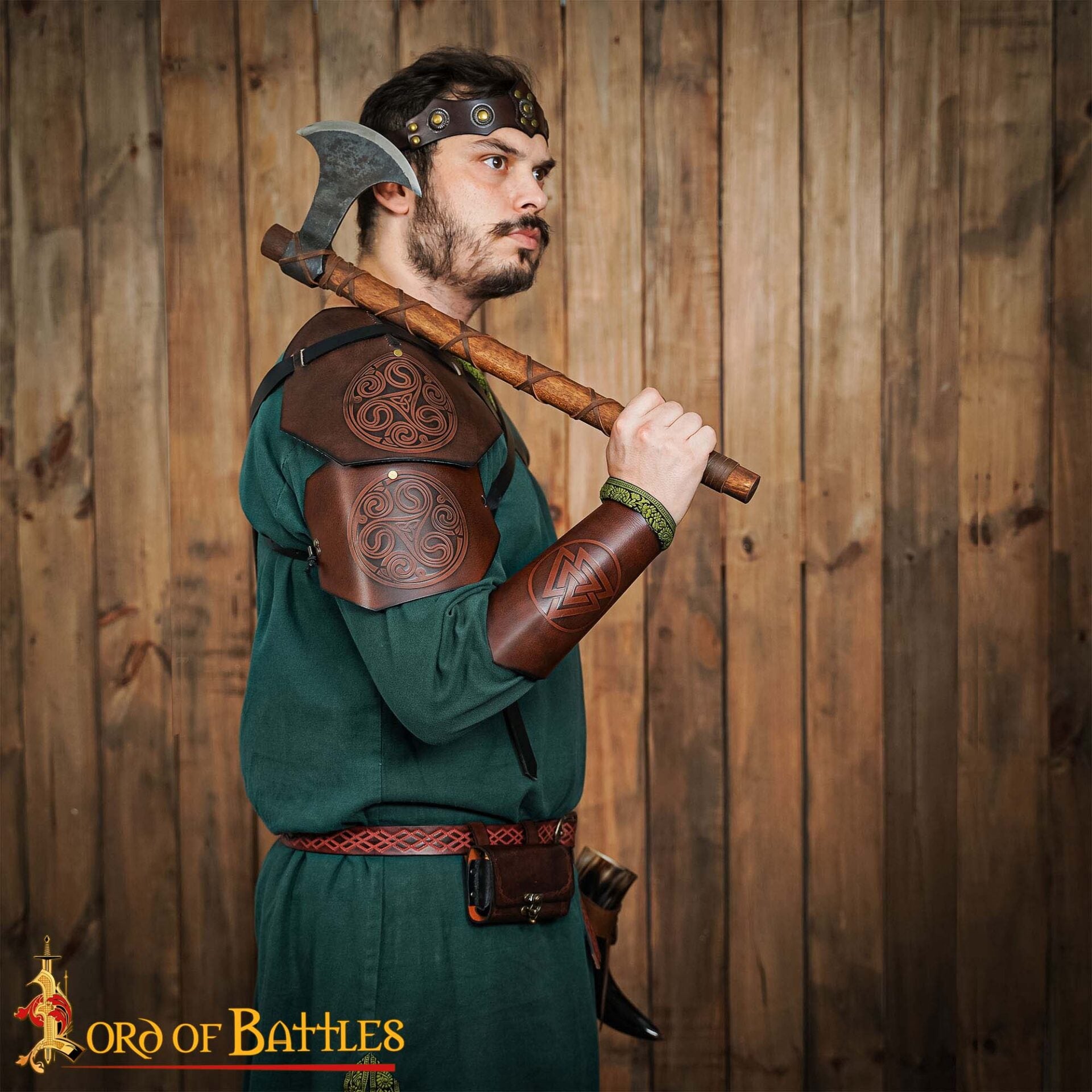 Brazales de cuero con símbolo Valknut - Guerreros - imagen 9