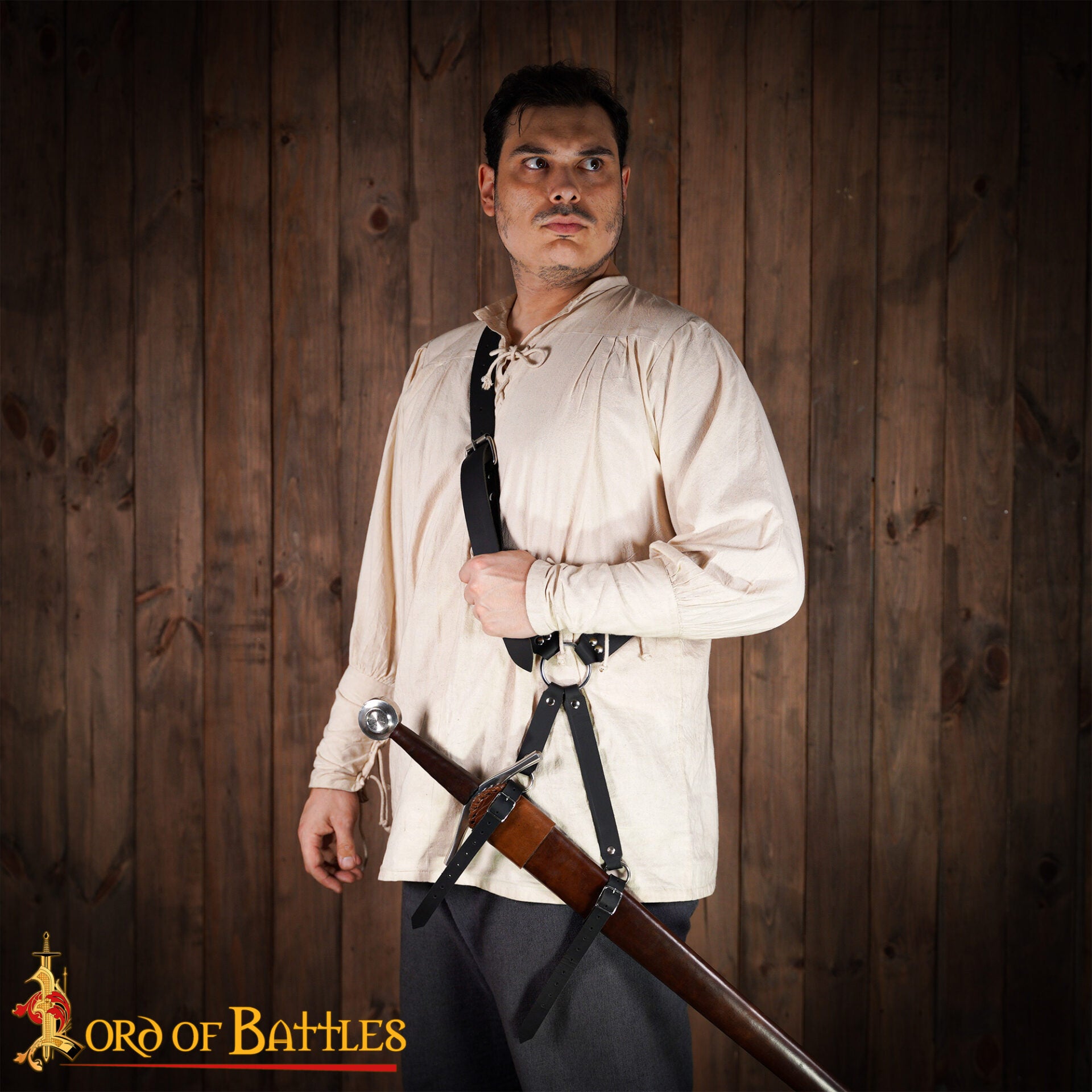 Baldrica de cuero renacentista para espada - imagen 9